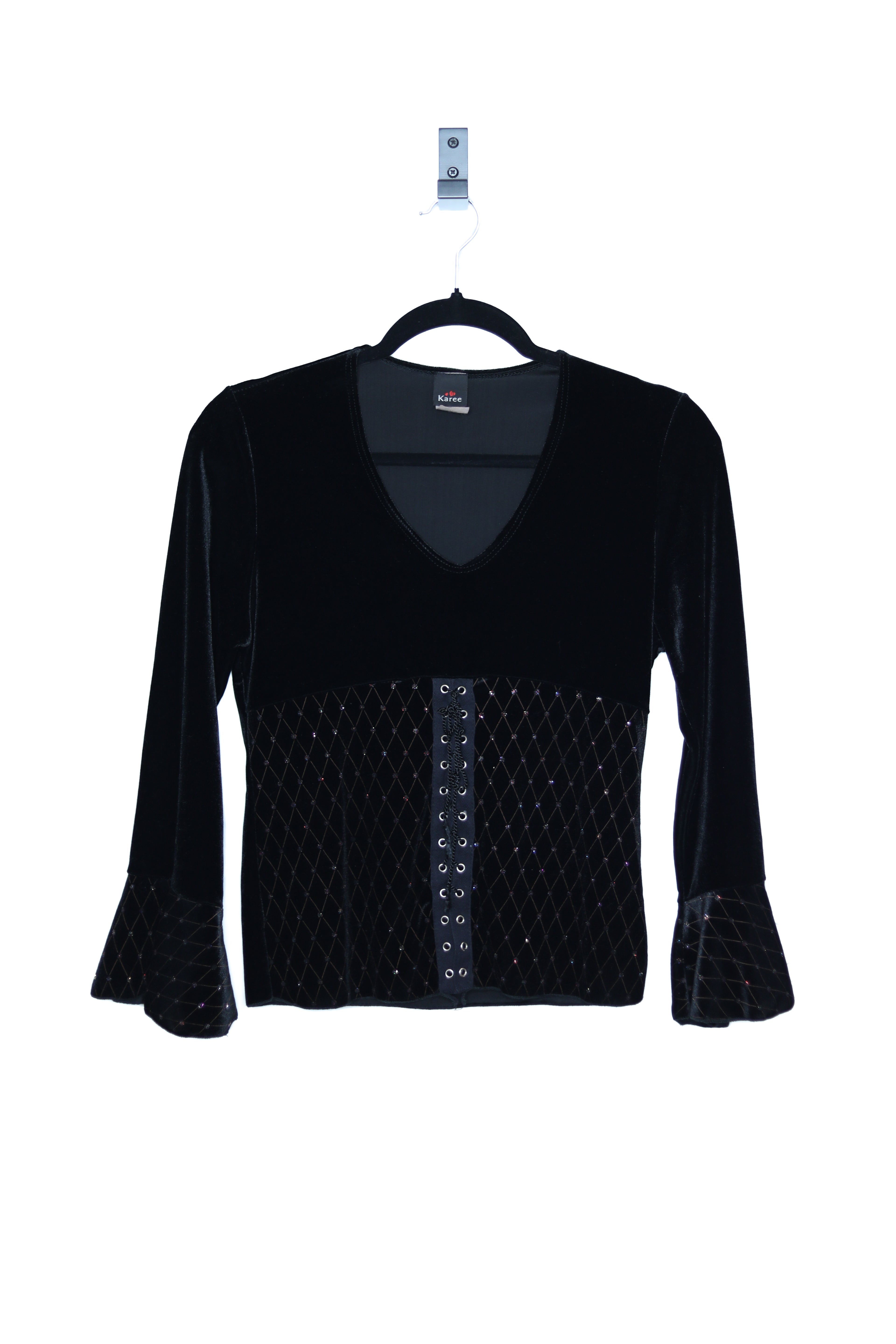 Black Sparkly Velvet Long Sleeve