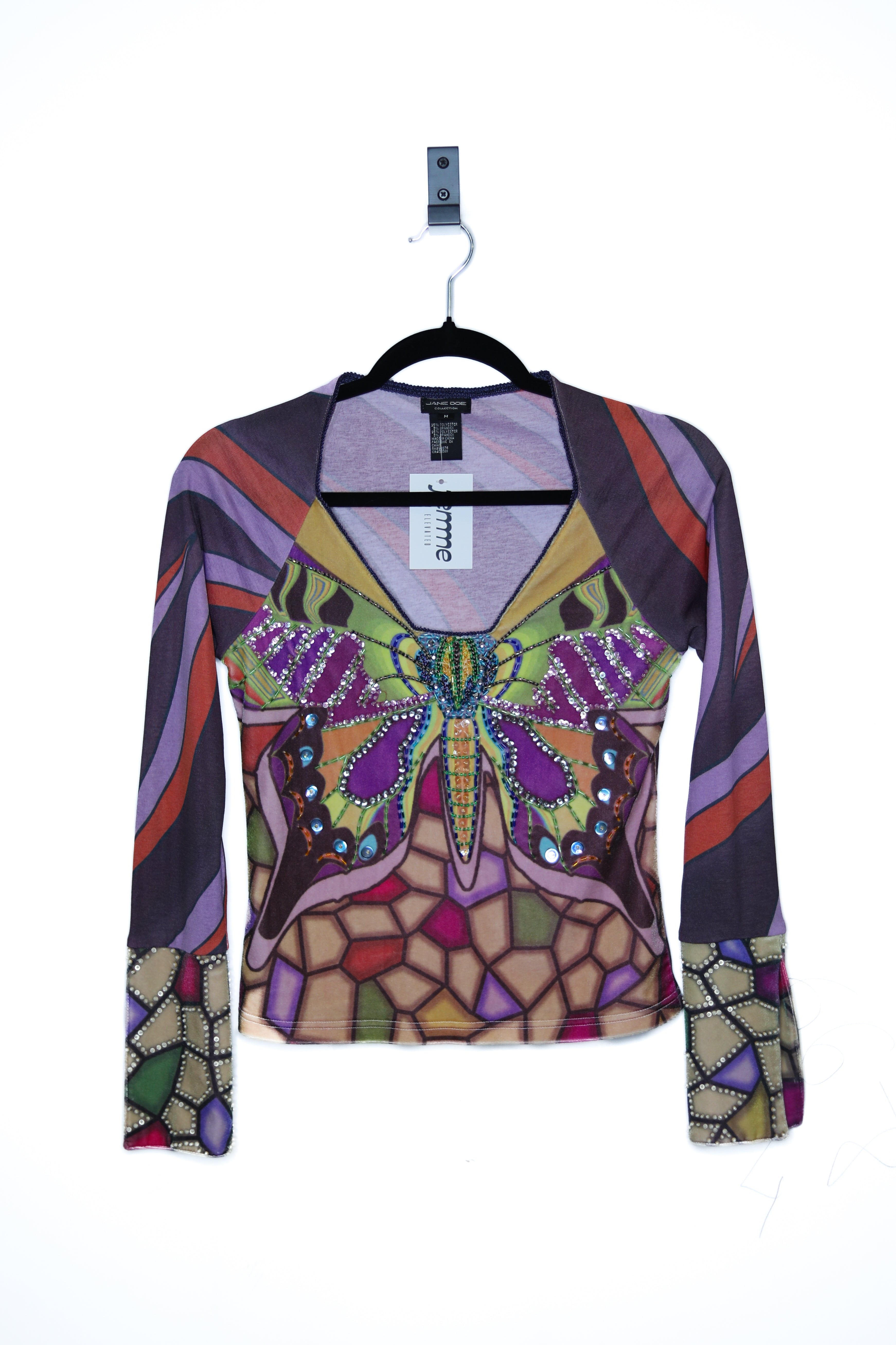 Y2K Beaded Butterfly Long Sleeve