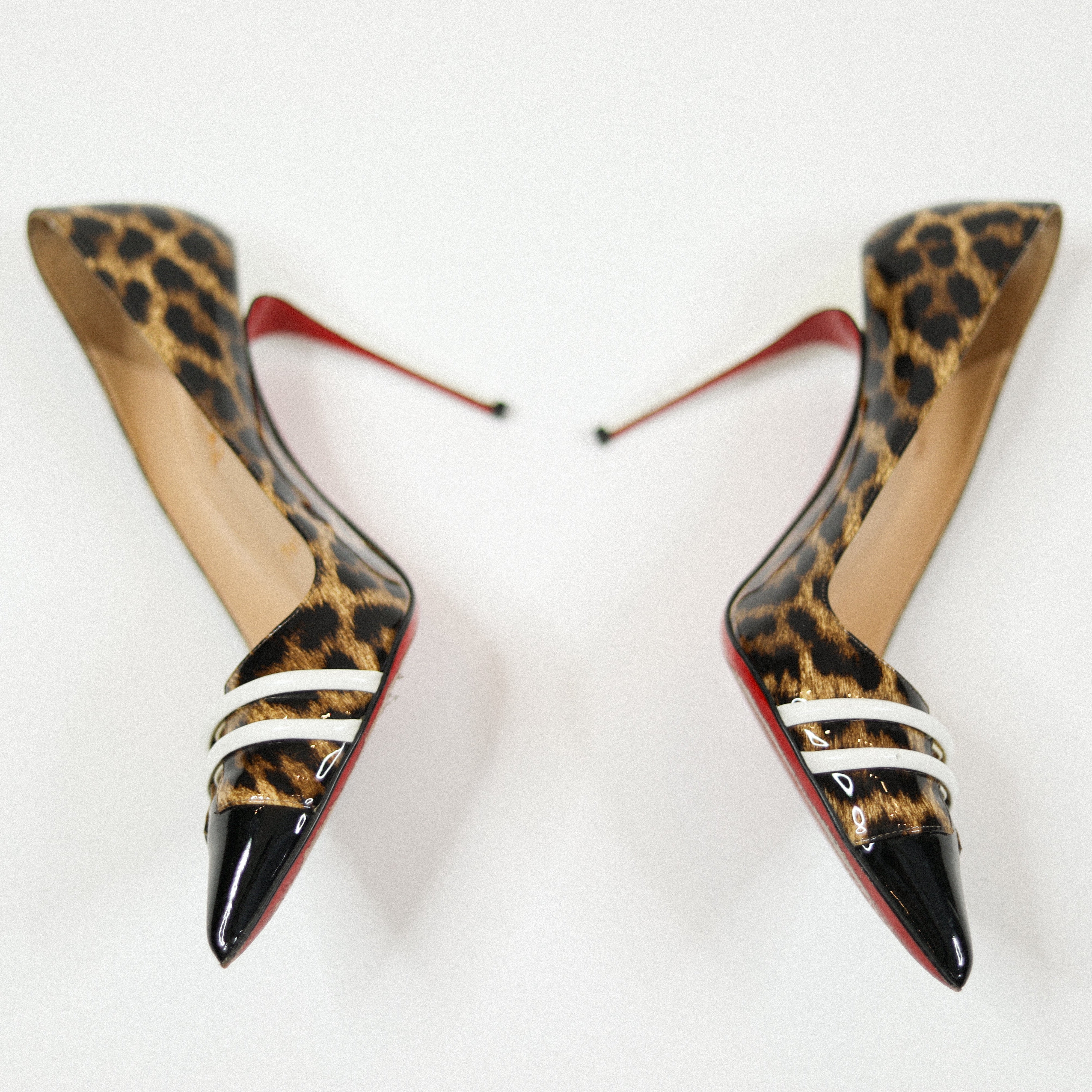 Christian Louboutin Patent Leather Leopard Print Pump Sz 38