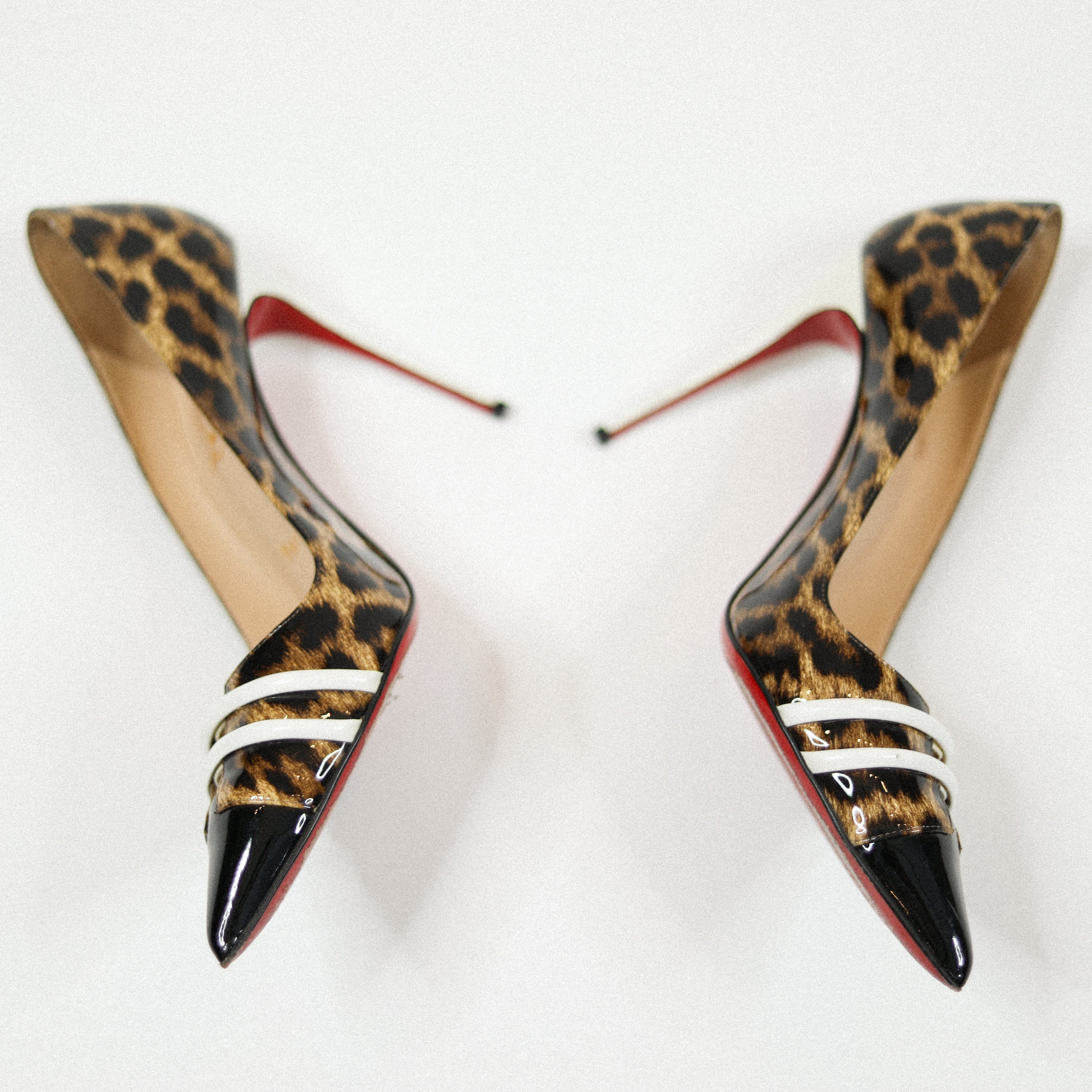 Christian Louboutin Patent Leather Leopard Print Pump Sz 38
