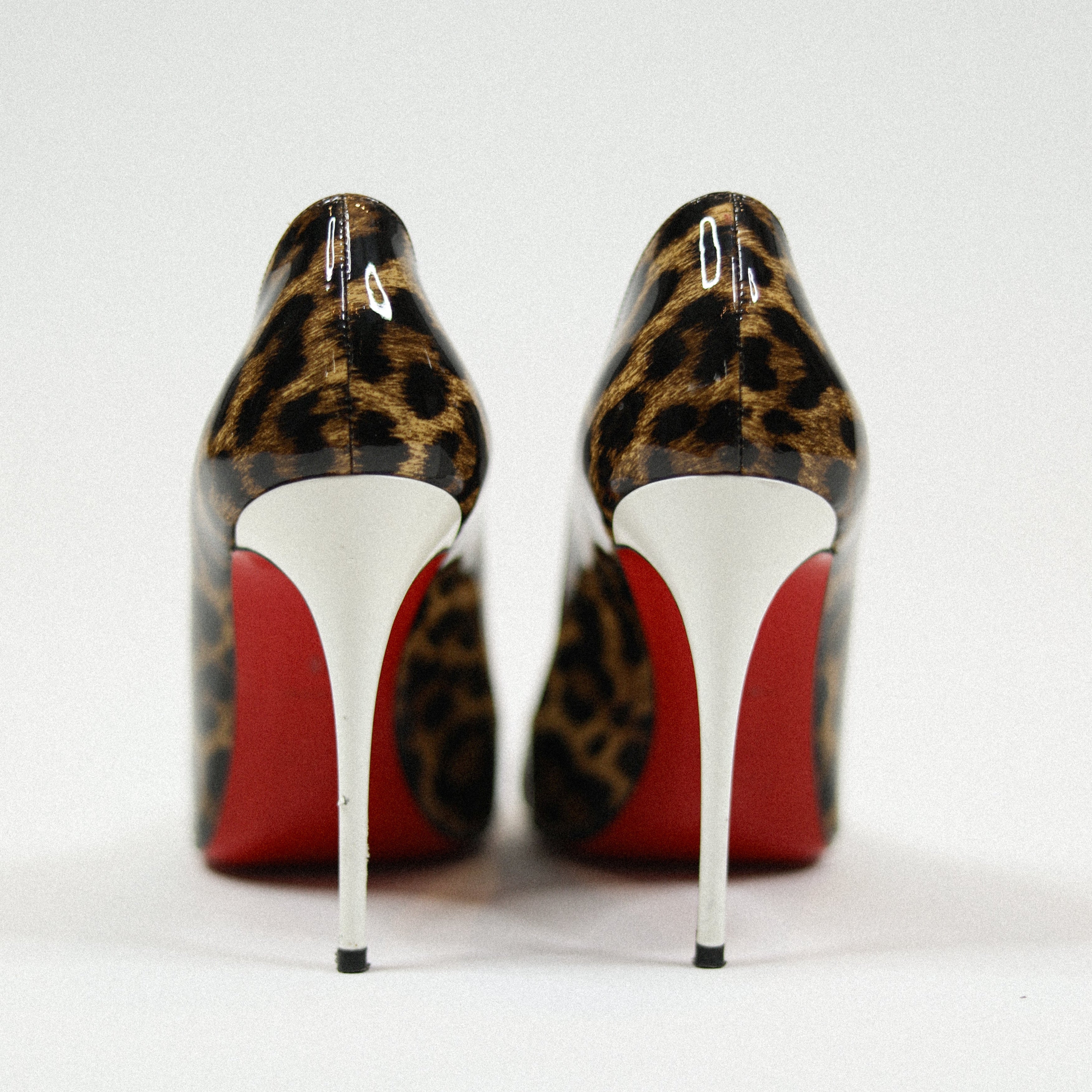 Christian Louboutin Patent Leather Leopard Print Pump Sz 38