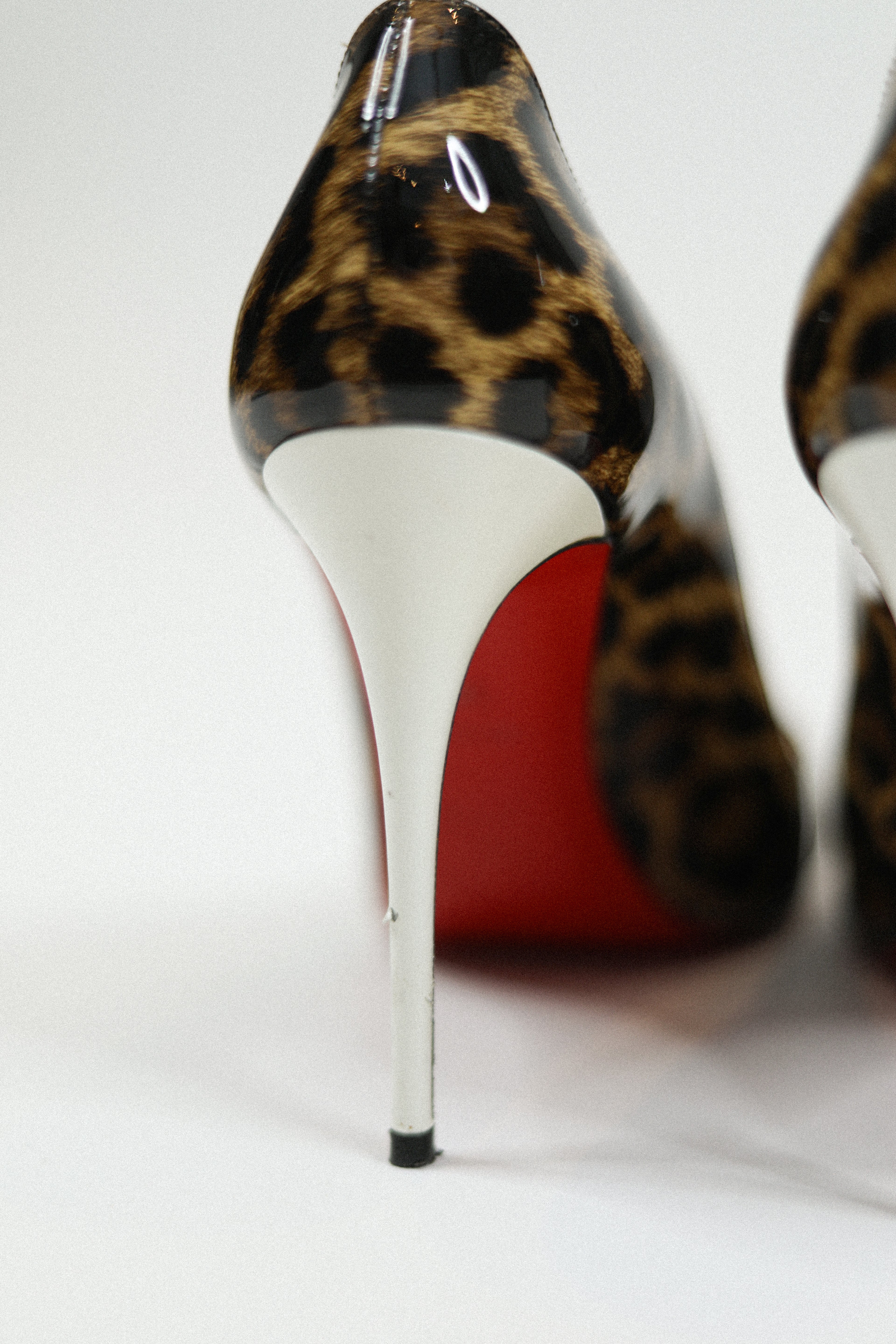 Christian Louboutin Patent Leather Leopard Print Pump Sz 38