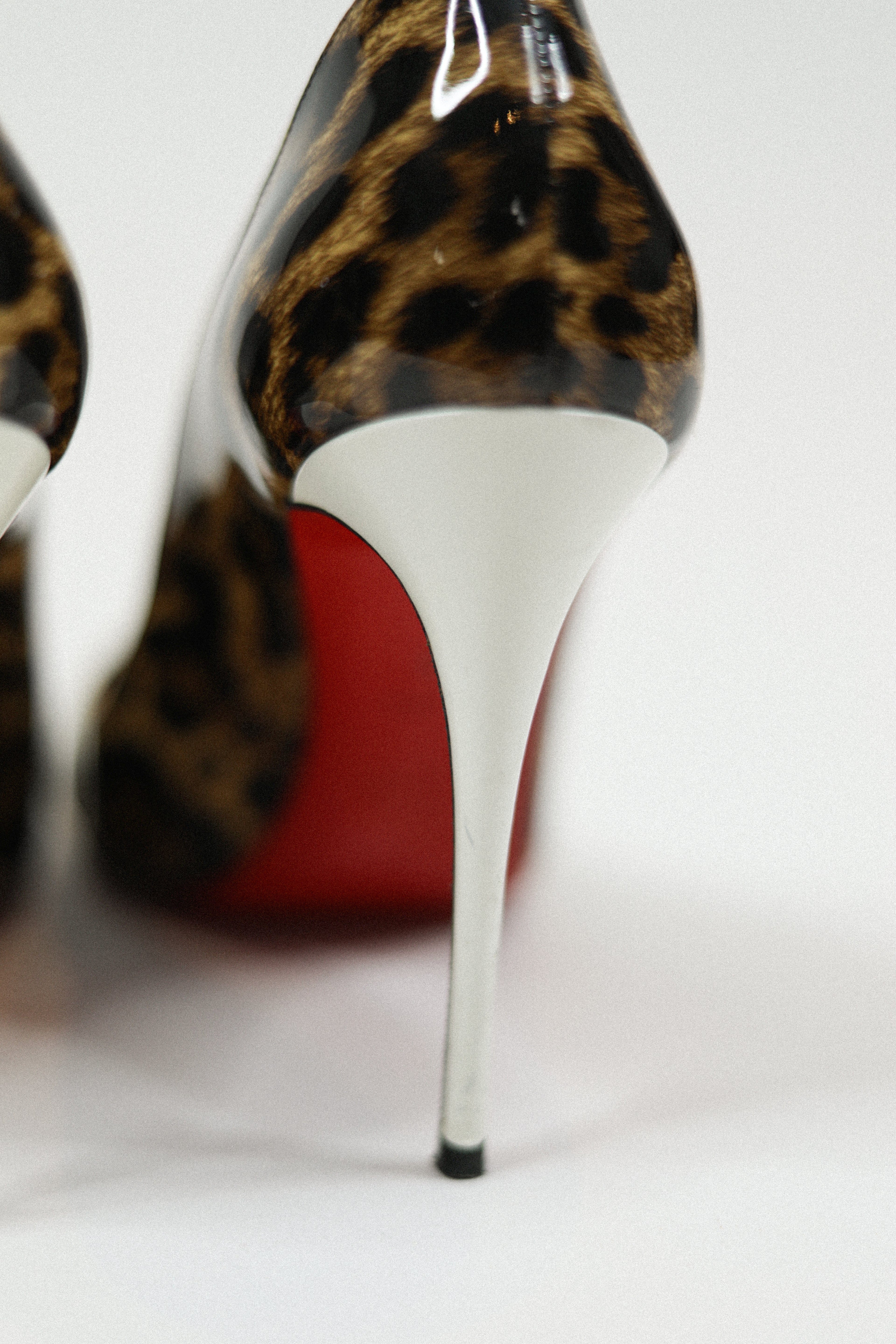 Christian Louboutin Patent Leather Leopard Print Pump Sz 38