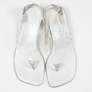 Vintage Chanel Clear/Metallic/Red Sandals Sz 35 1/2