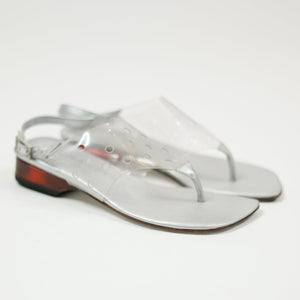 Vintage Chanel Clear/Metallic/Red Sandals Sz 35 1/2