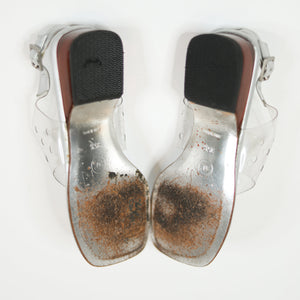Vintage Chanel Clear/Metallic/Red Sandals Sz 35 1/2