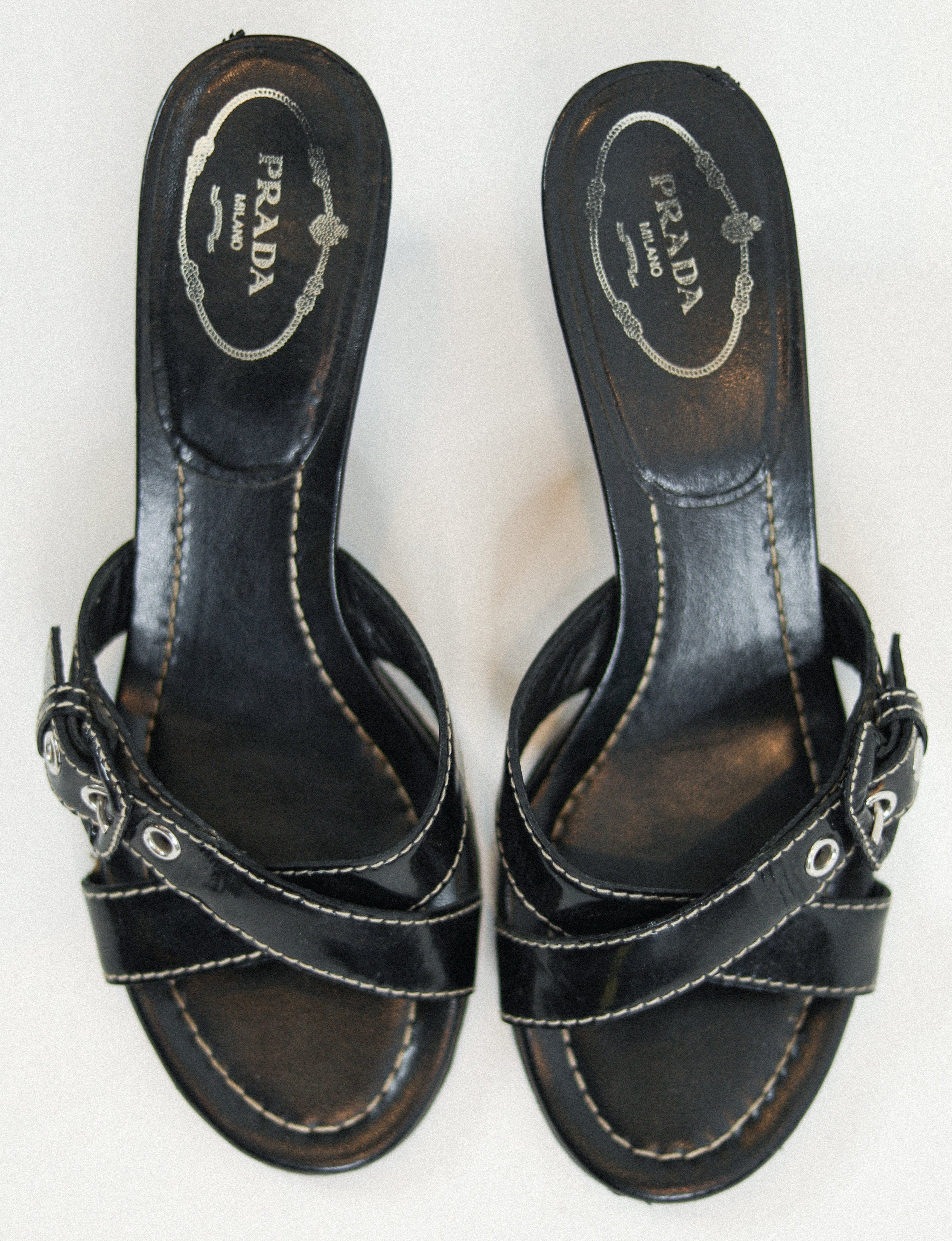 Vintage Prada Patent Leather Sandal Sz 36 1/2
