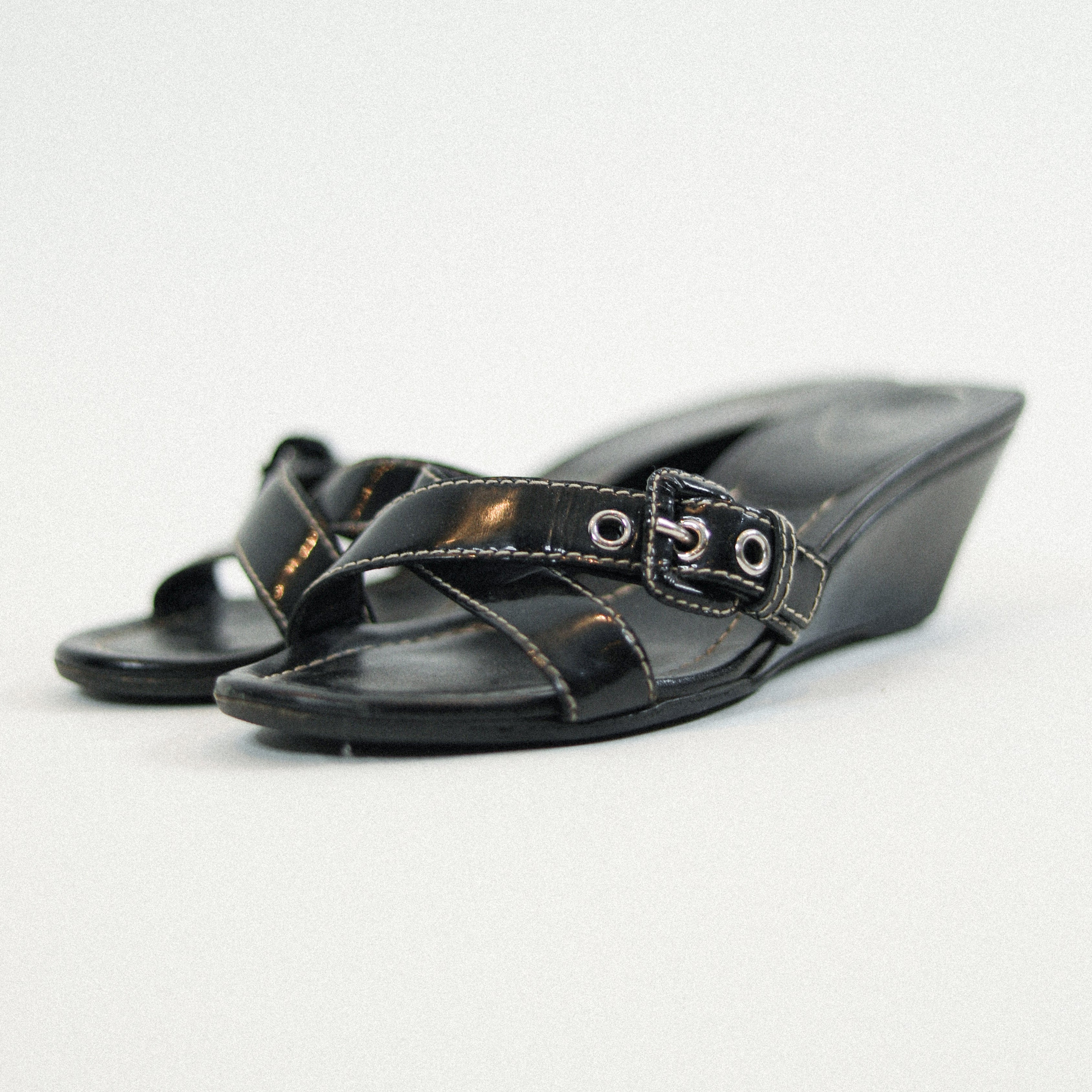 Vintage Prada Patent Leather Sandal Sz 36 1/2