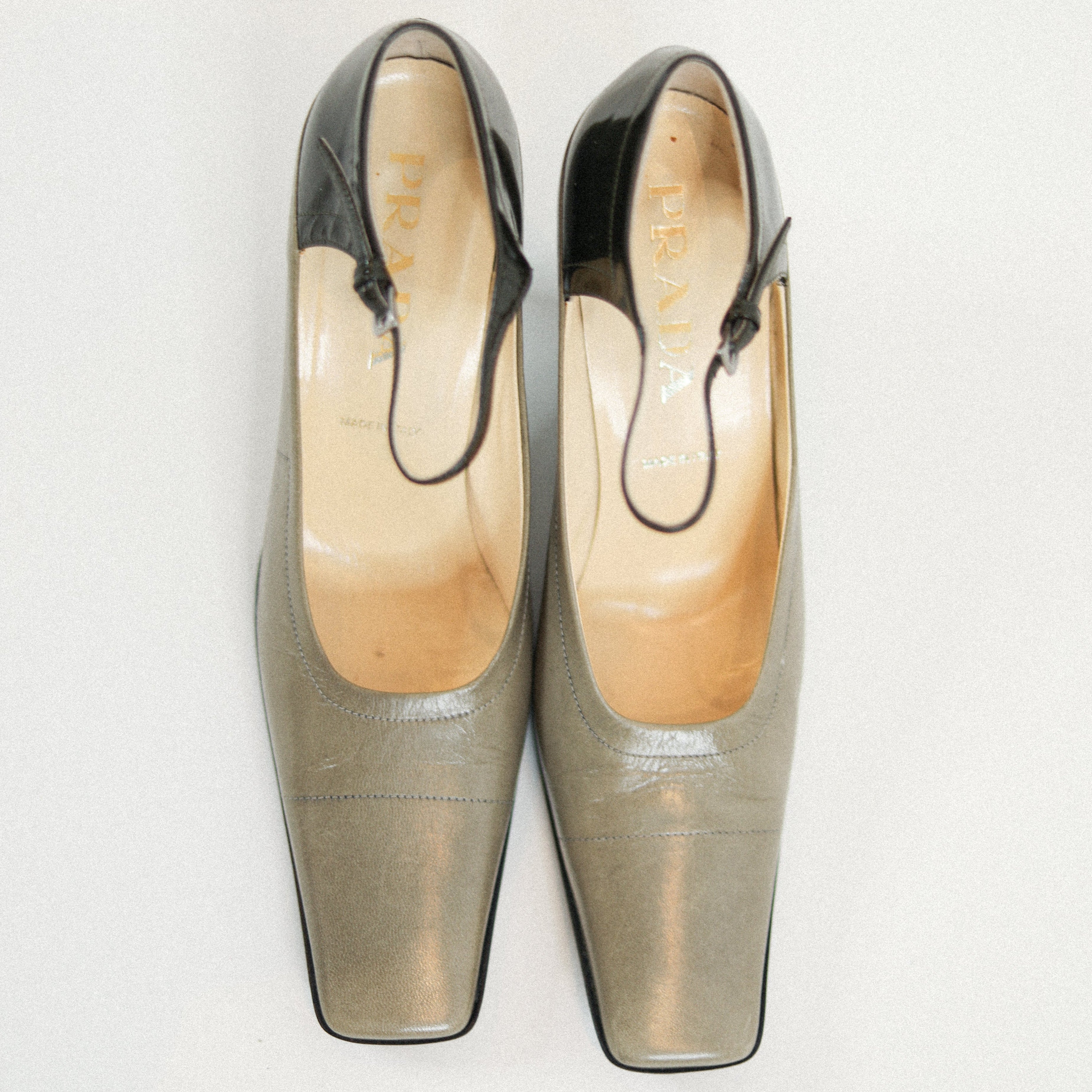 Vintage Prada Leather Mary Jane Heel Sz 37
