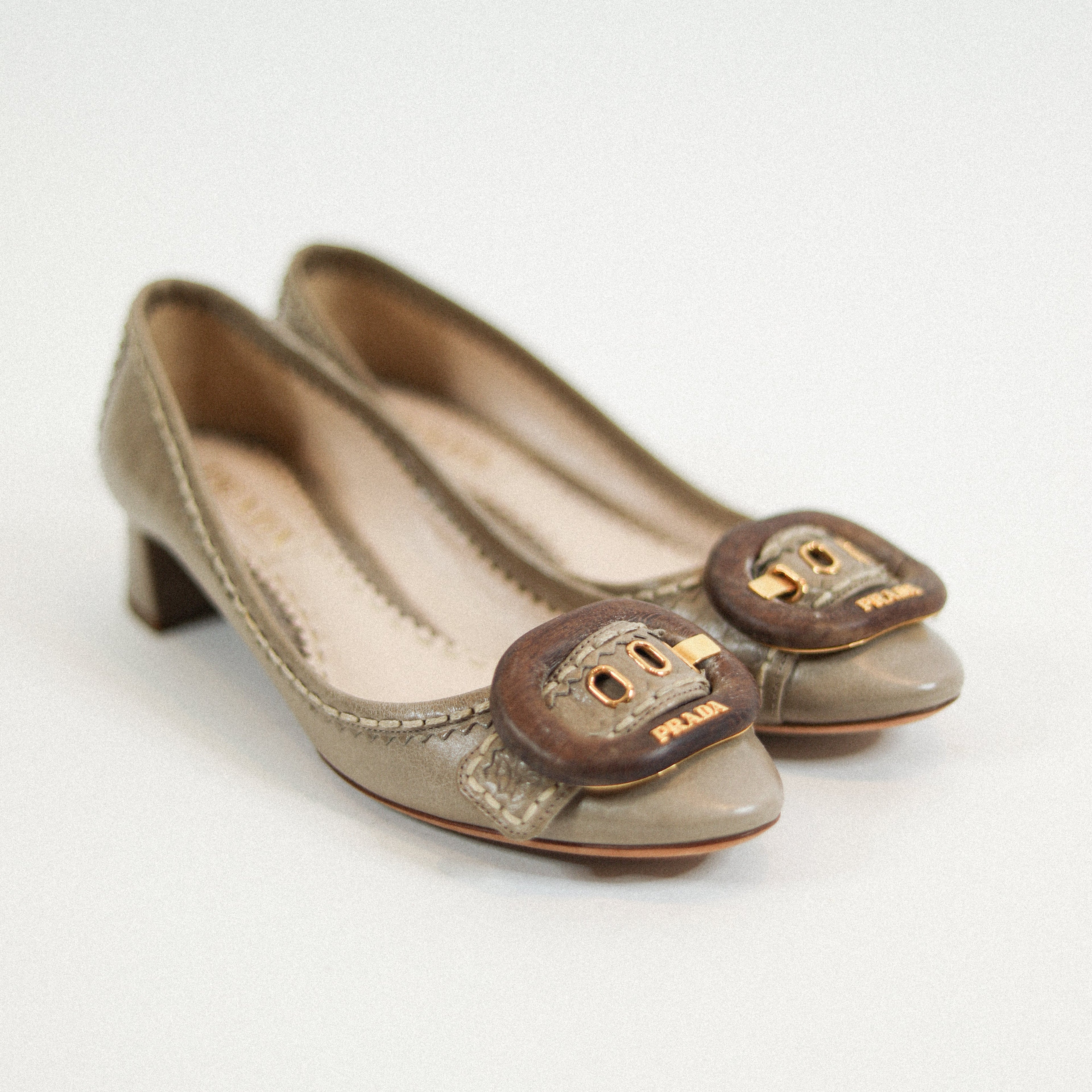 Prada Leather ballet Buckle Heel Sz 36