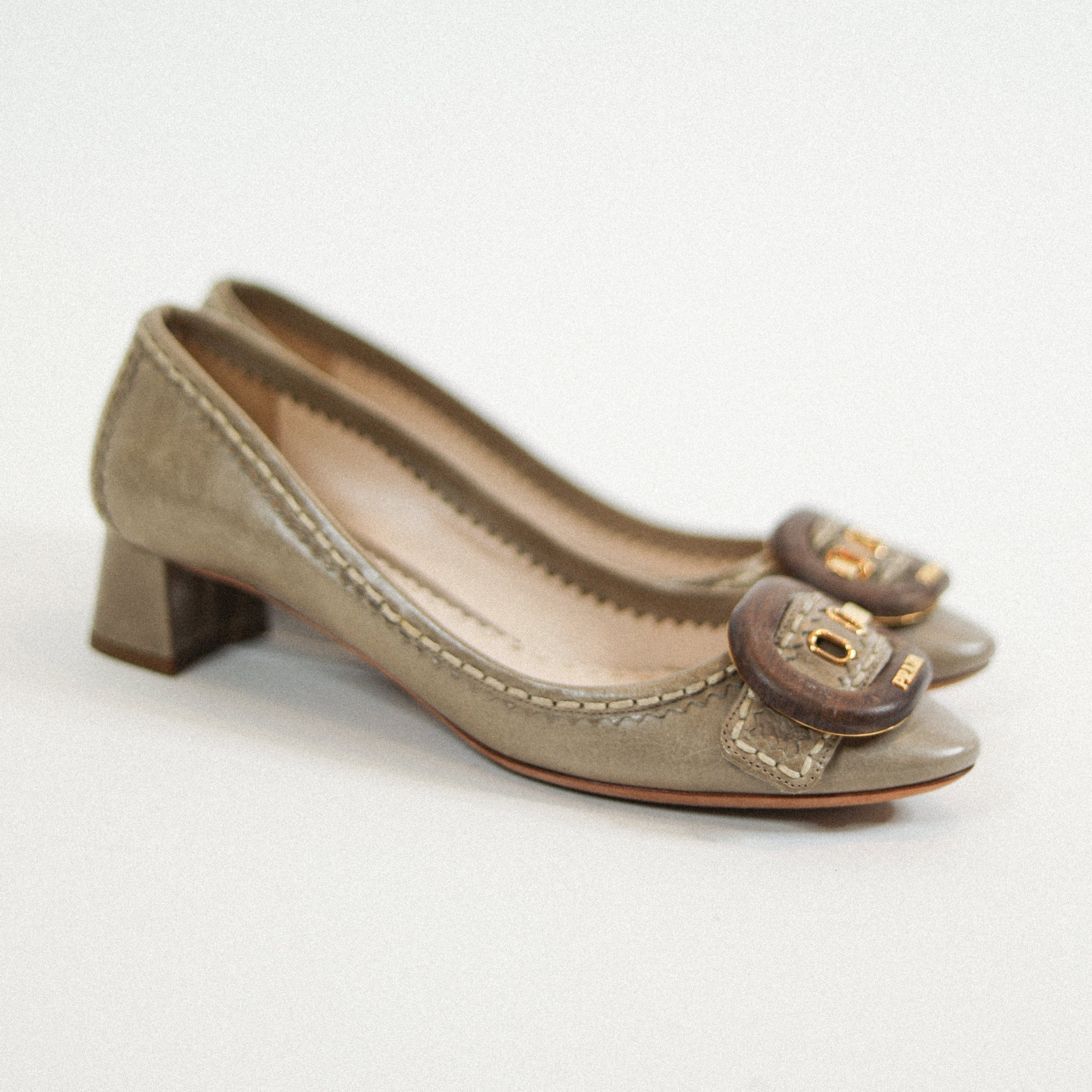 Prada Leather ballet Buckle Heel Sz 36