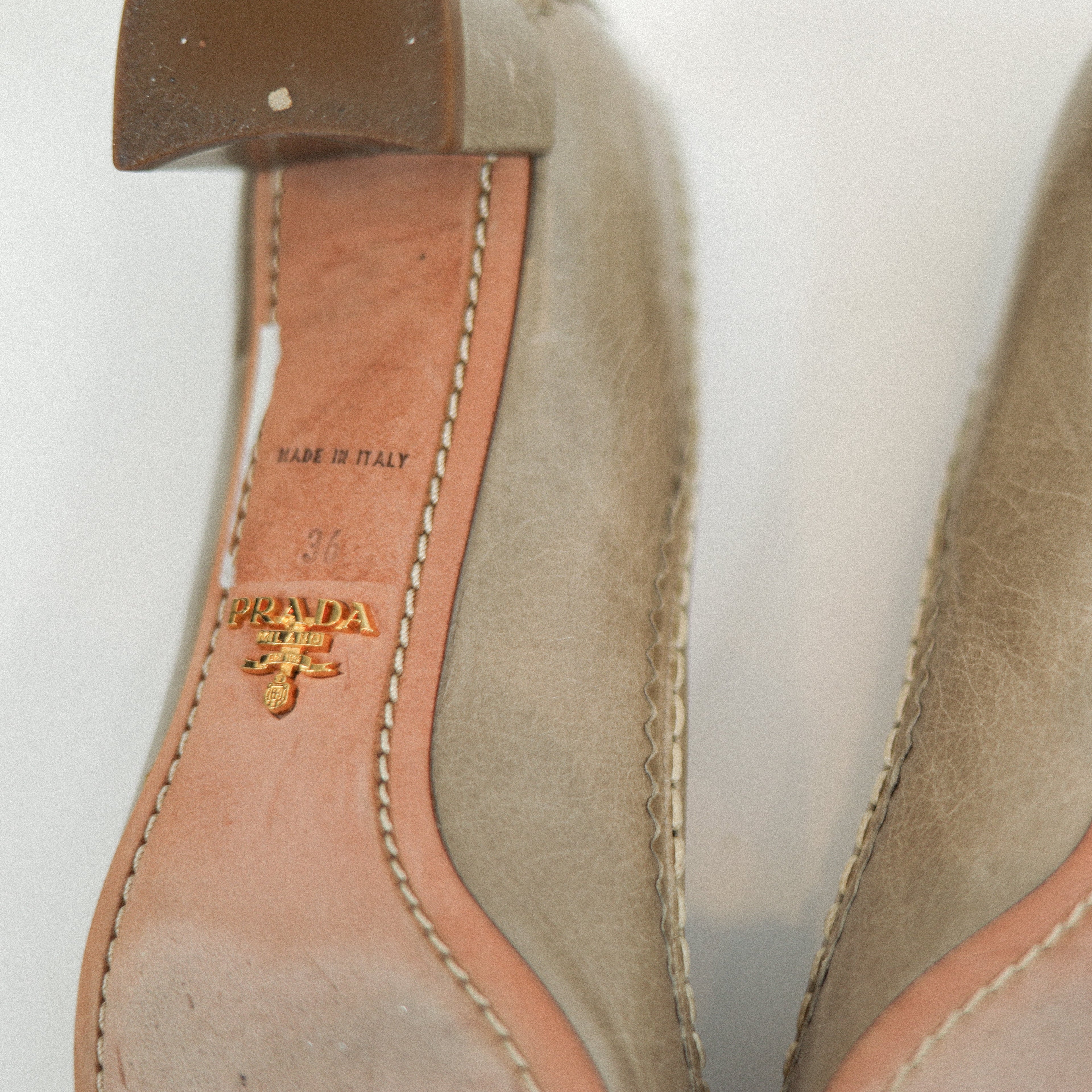 Prada Leather ballet Buckle Heel Sz 36