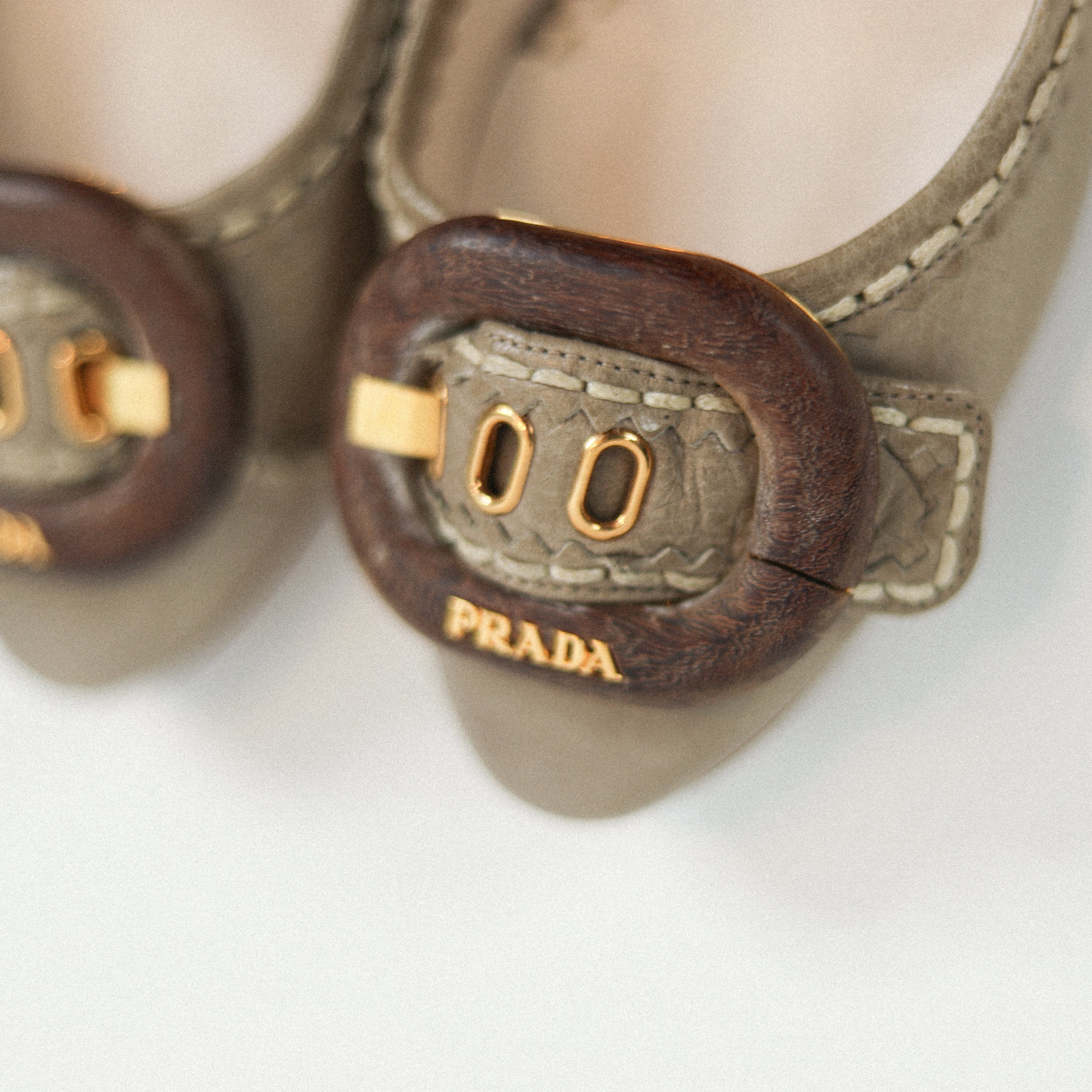 Prada Leather ballet Buckle Heel Sz 36