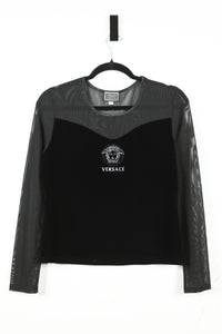 Vintage Versace Jeans Couture Velvet and Mesh Top Sz Large