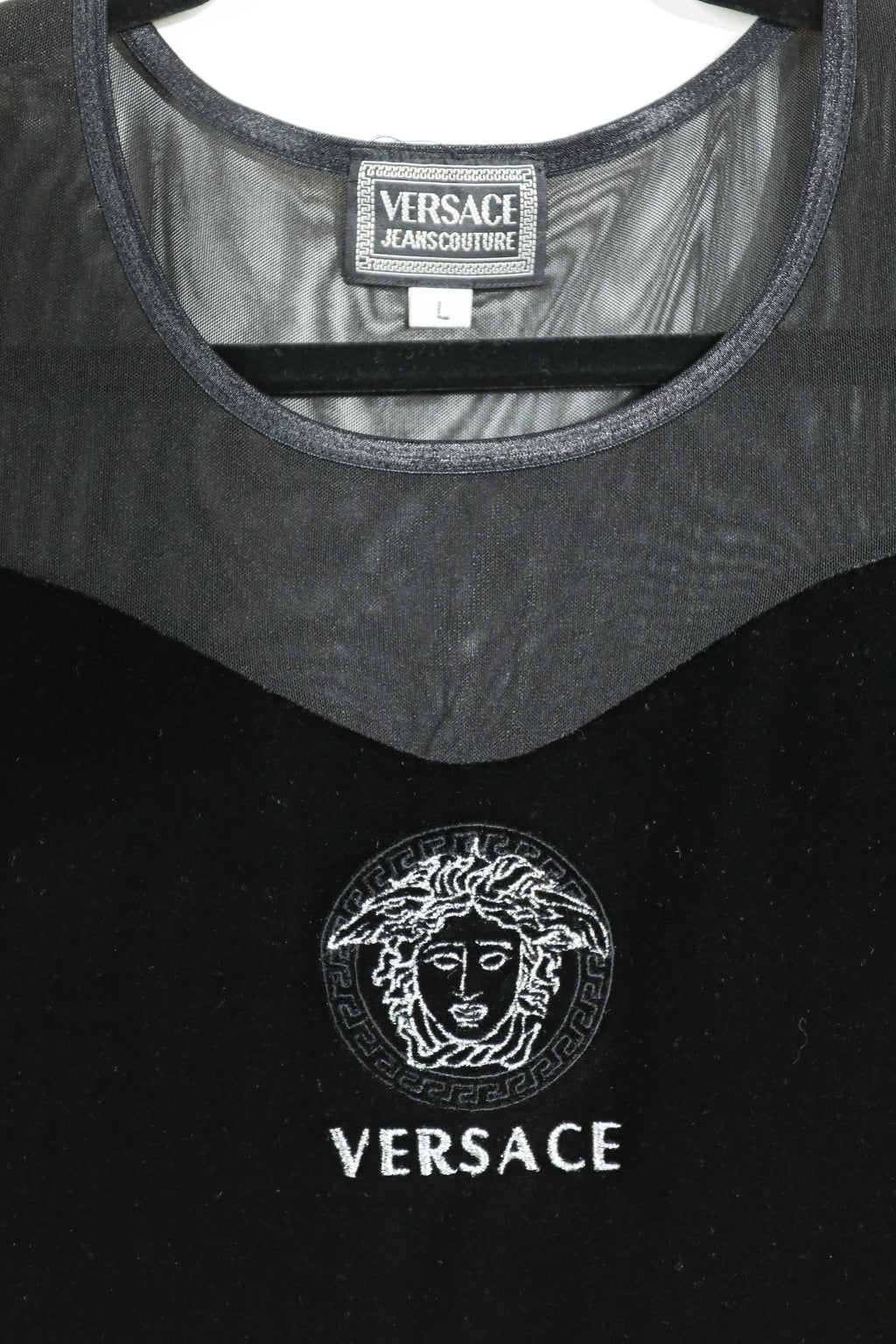 Vintage Versace Jeans Couture Velvet and Mesh Top Sz Large