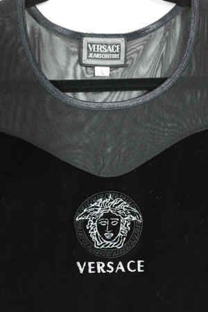 Vintage Versace Jeans Couture Velvet and Mesh Top Sz Large