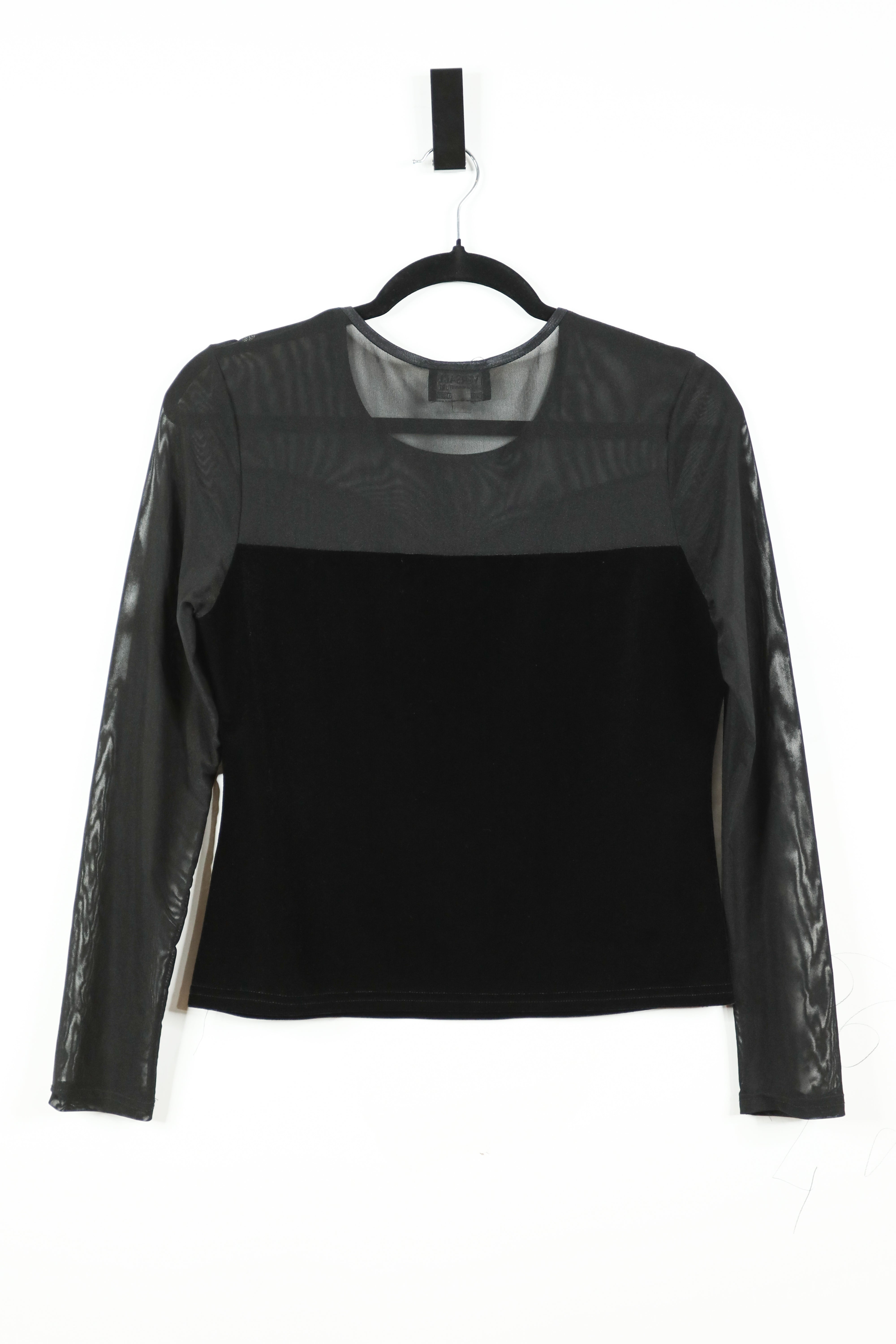 Vintage Versace Jeans Couture Velvet and Mesh Top Sz Large