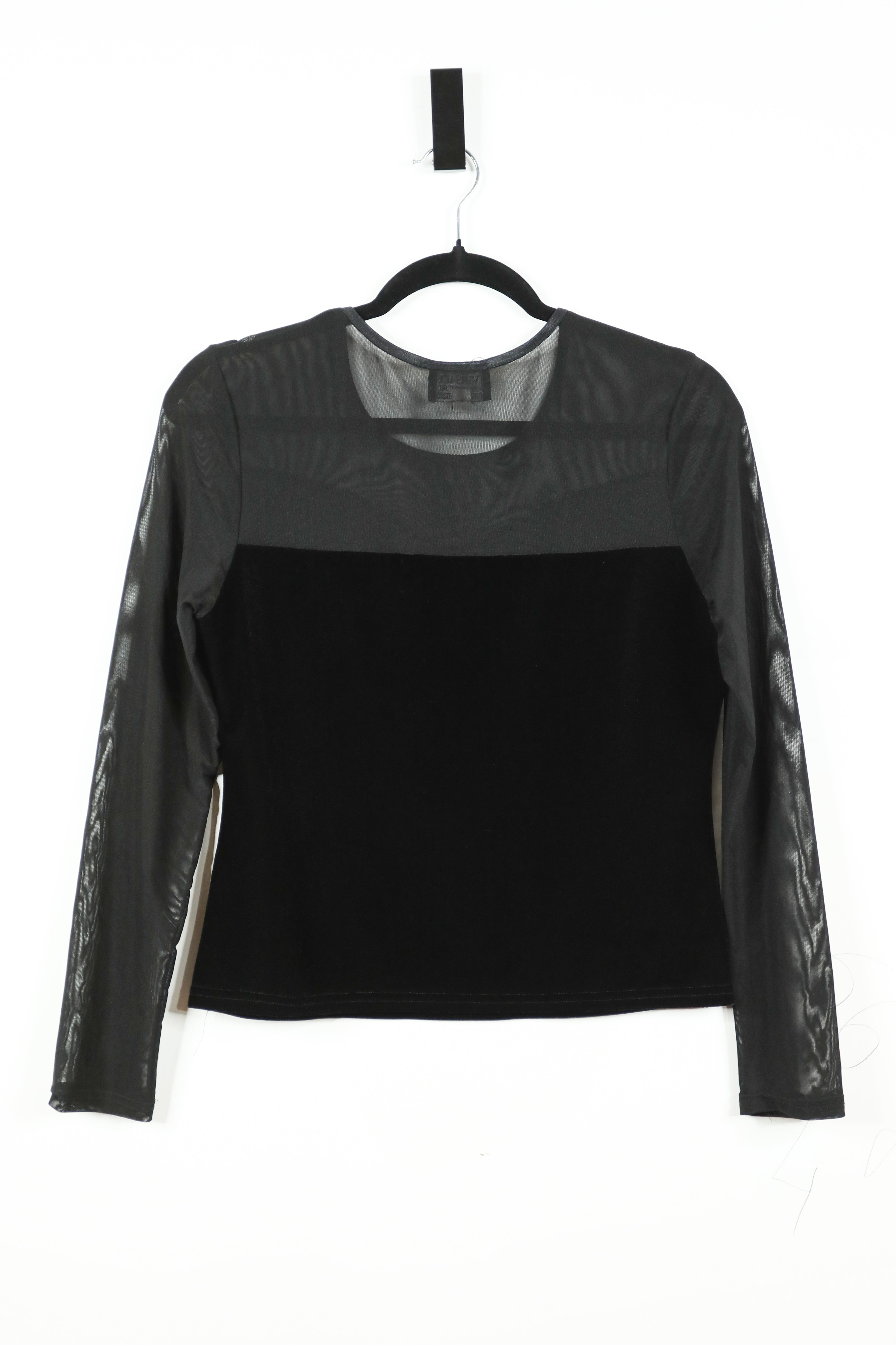 Vintage Versace Jeans Couture Velvet and Mesh Top Sz Large