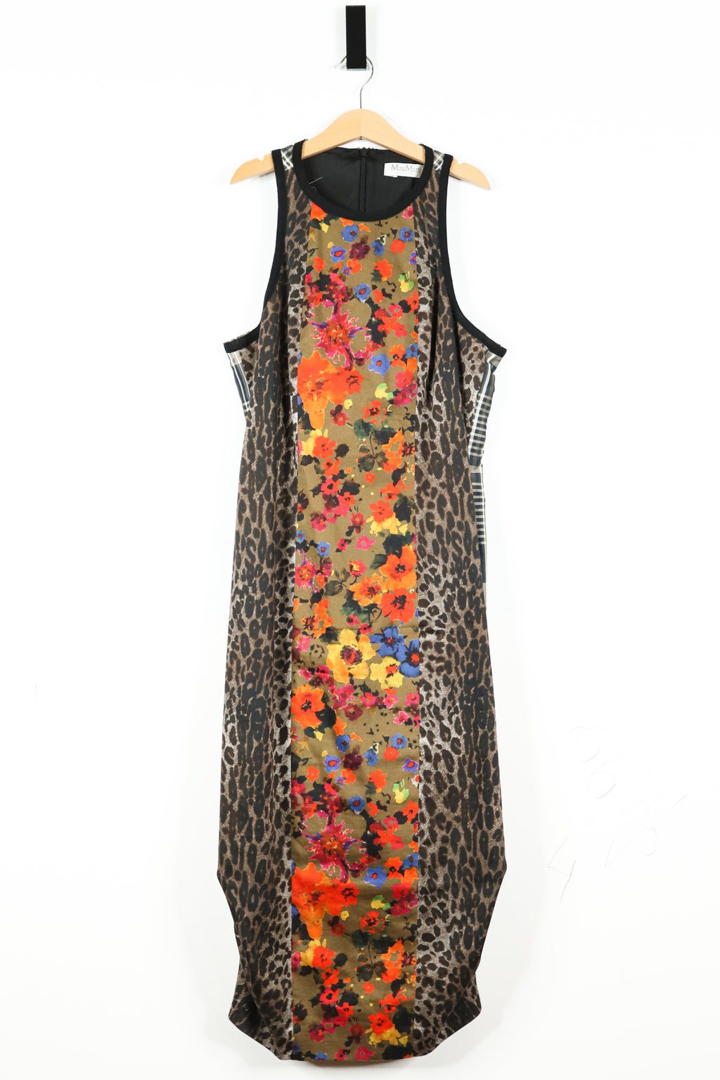 Max Mara Dress Leopard + Plaid Print Sz 4
