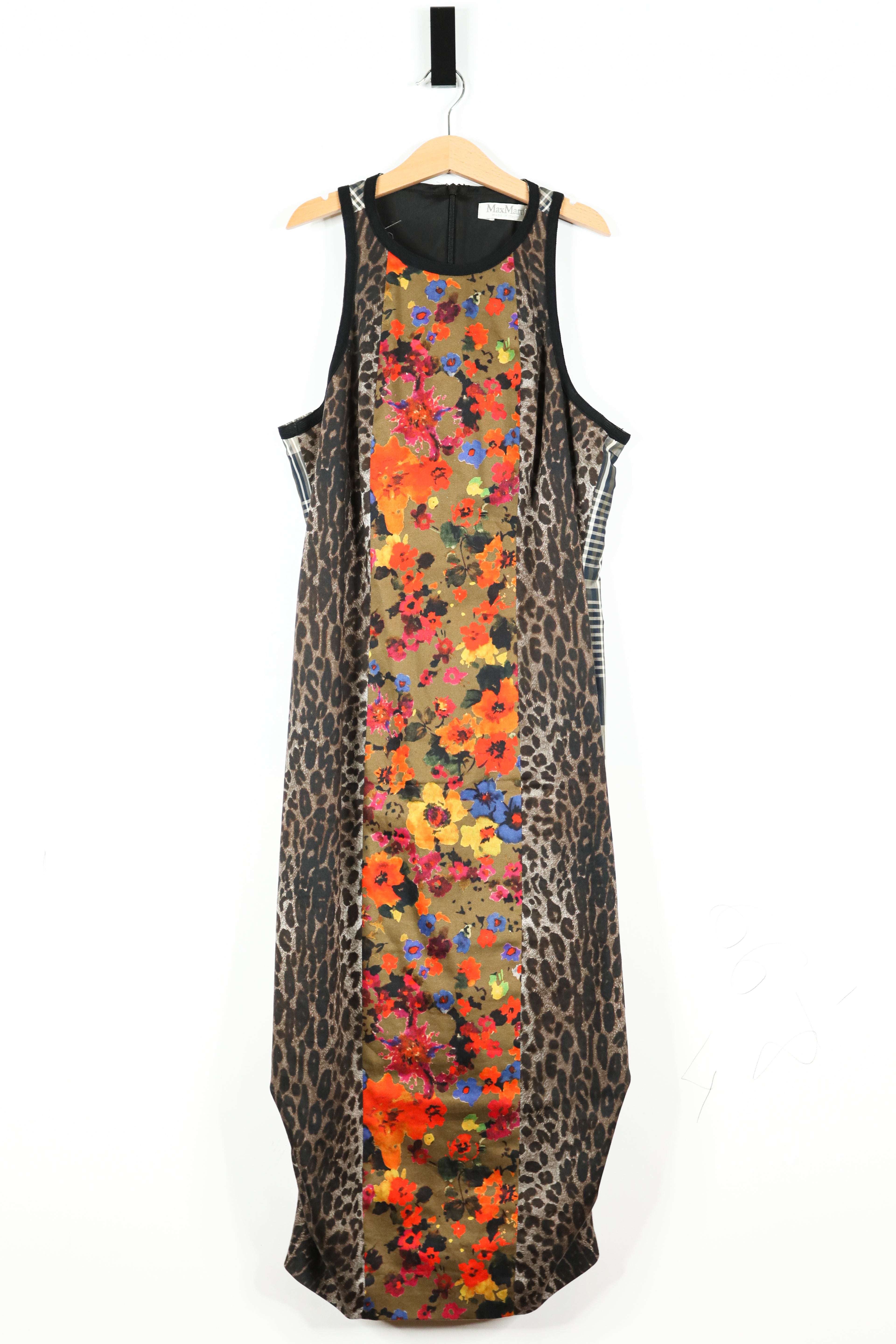 Max Mara Dress Leopard + Plaid Print Sz 4