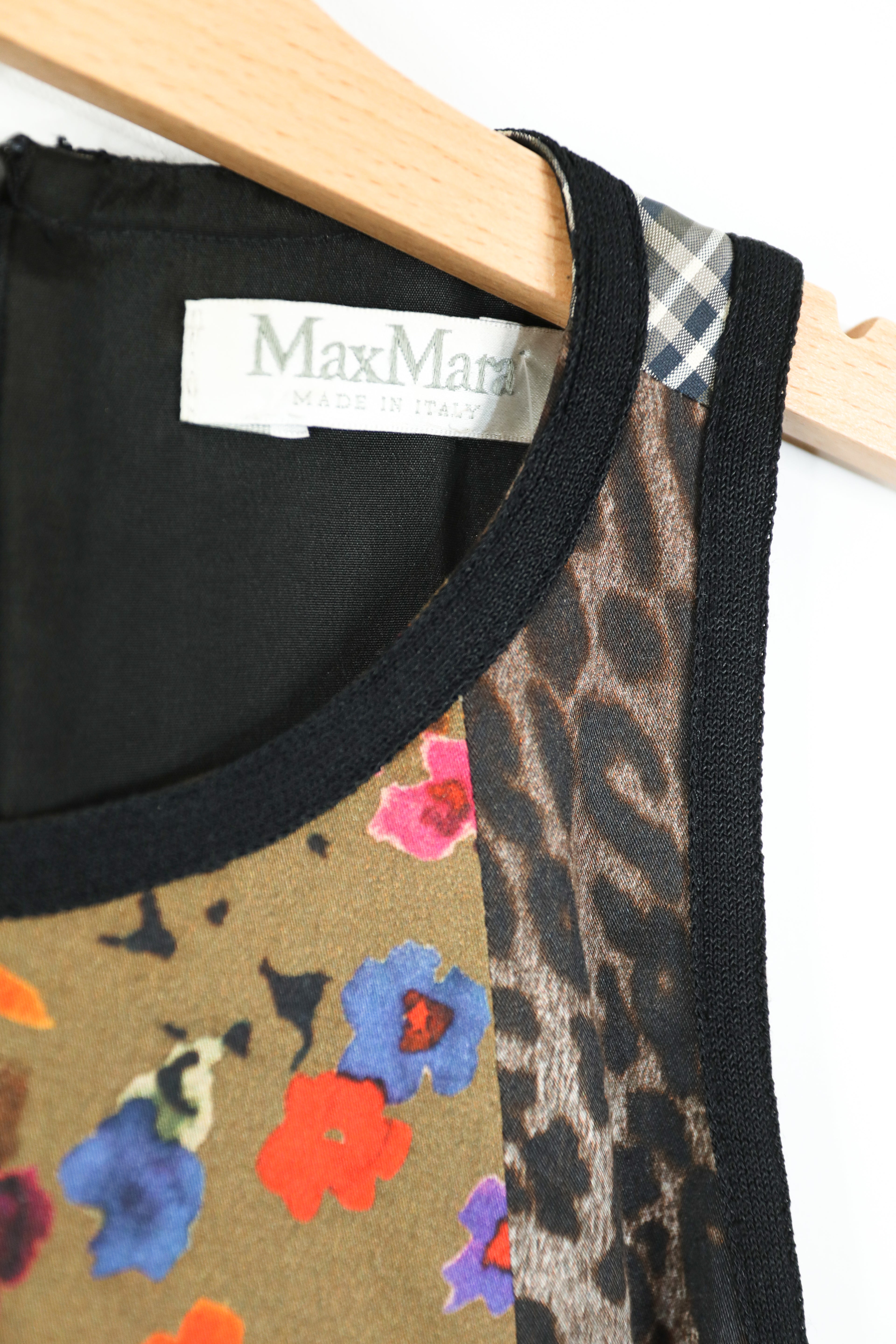 Max Mara Dress Leopard + Plaid Print Sz 4