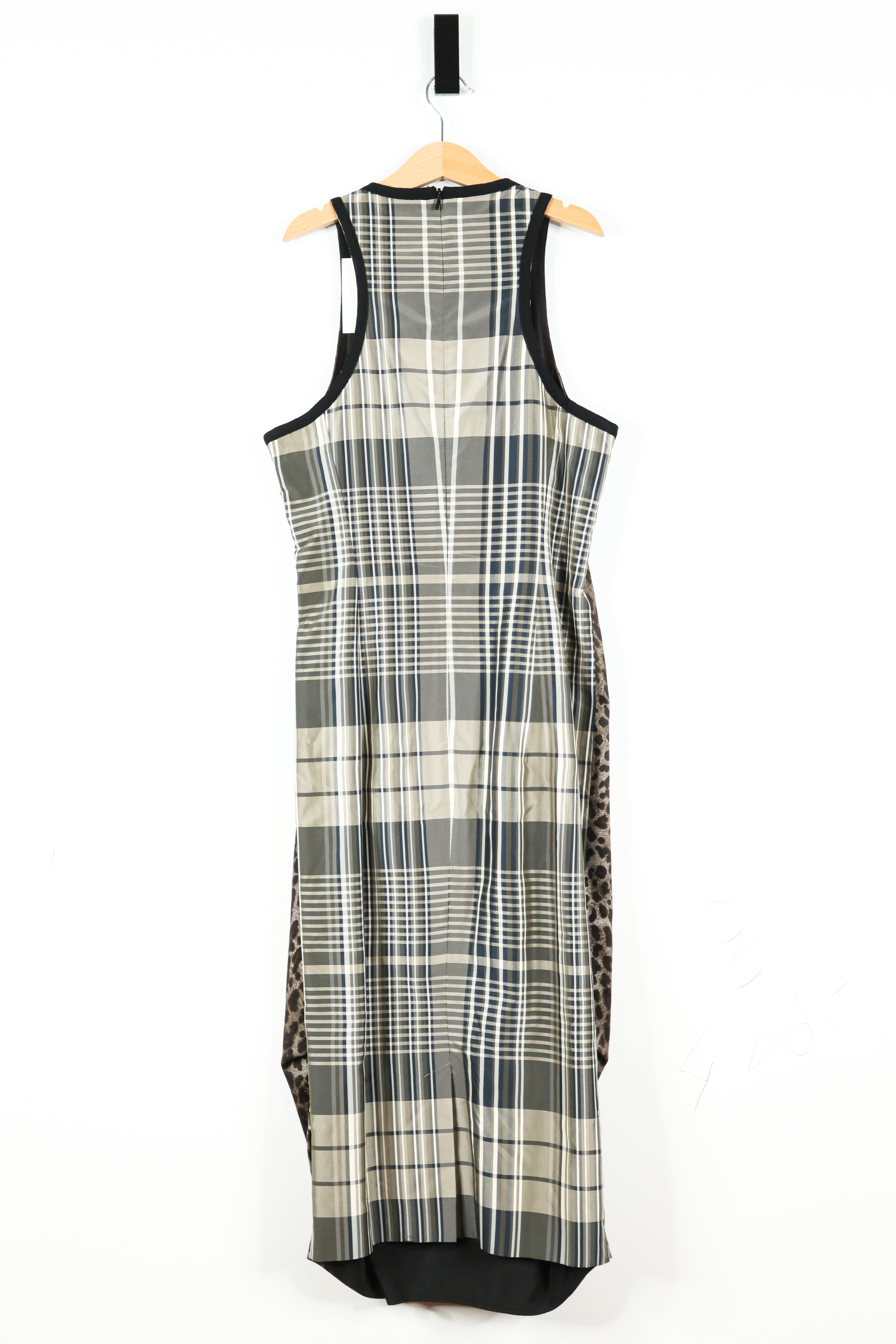 Max Mara Dress Leopard + Plaid Print Sz 4