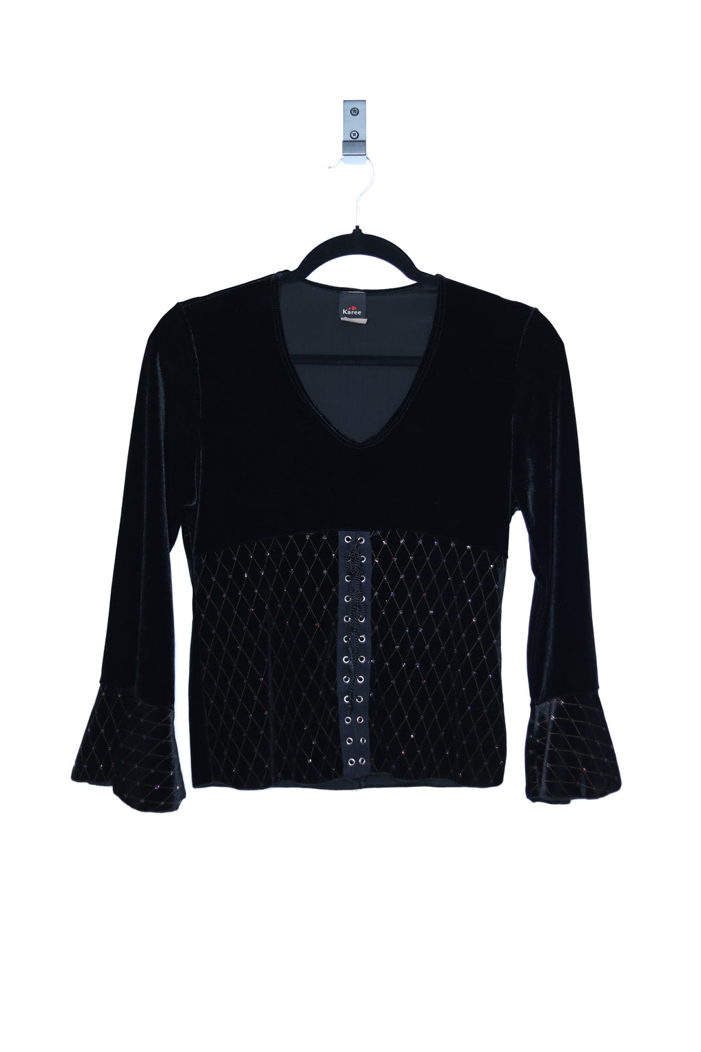 Black Sparkly Velvet Long Sleeve