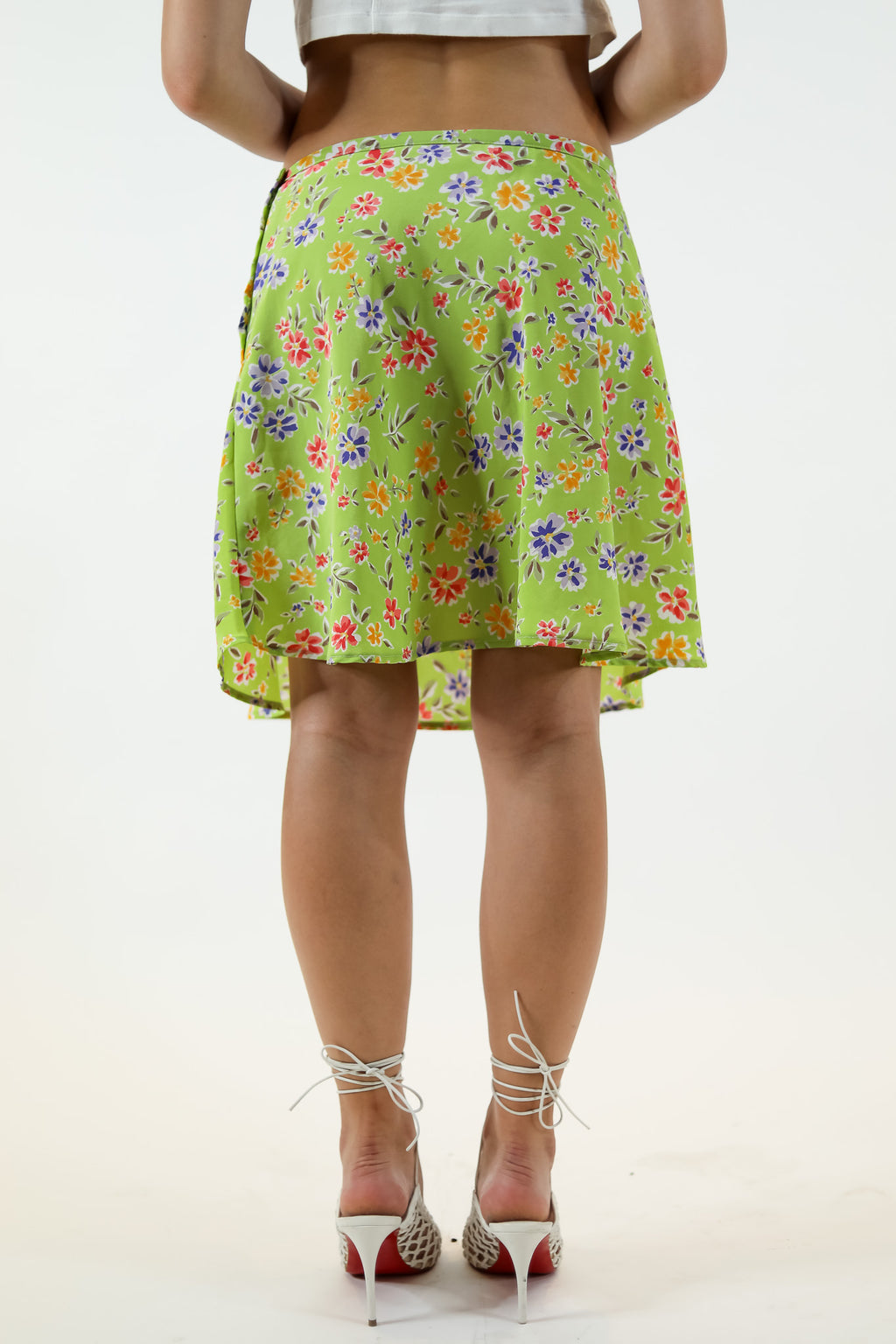 Green Floral Flowy Skirt