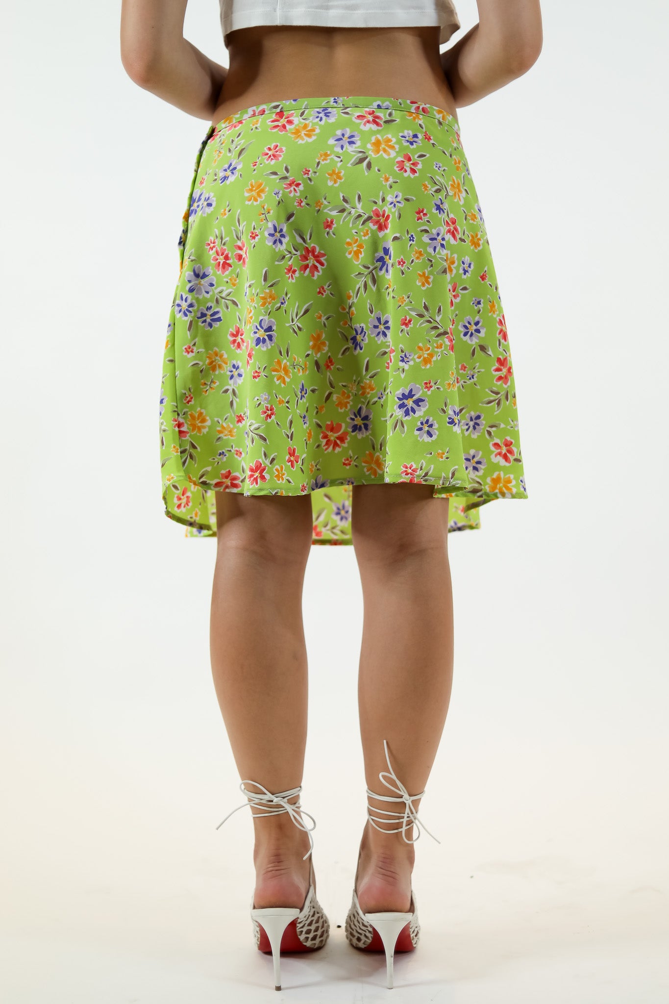 Green Floral Flowy Skirt