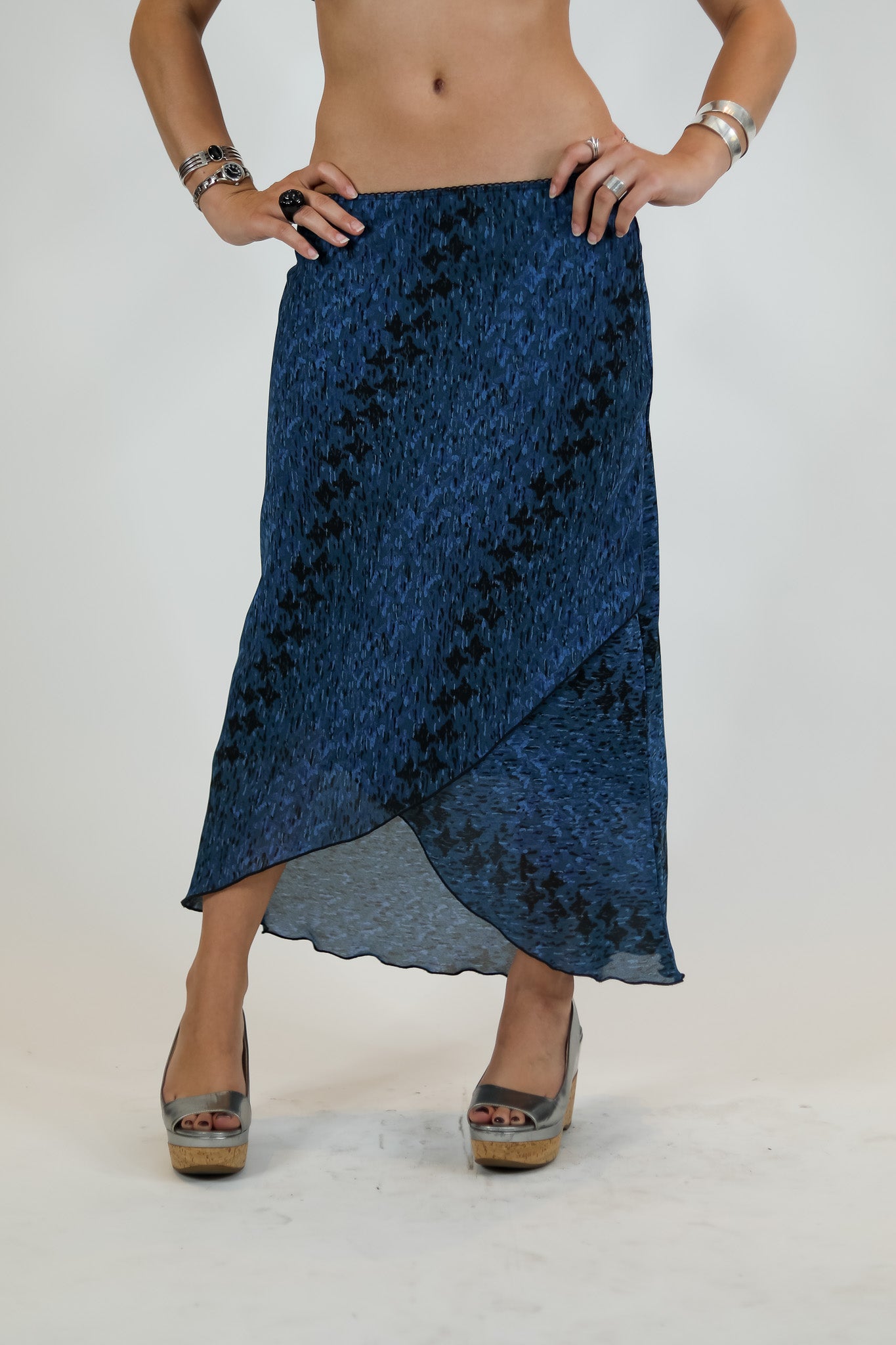 Blue Tulip Hem Flowy Skirt