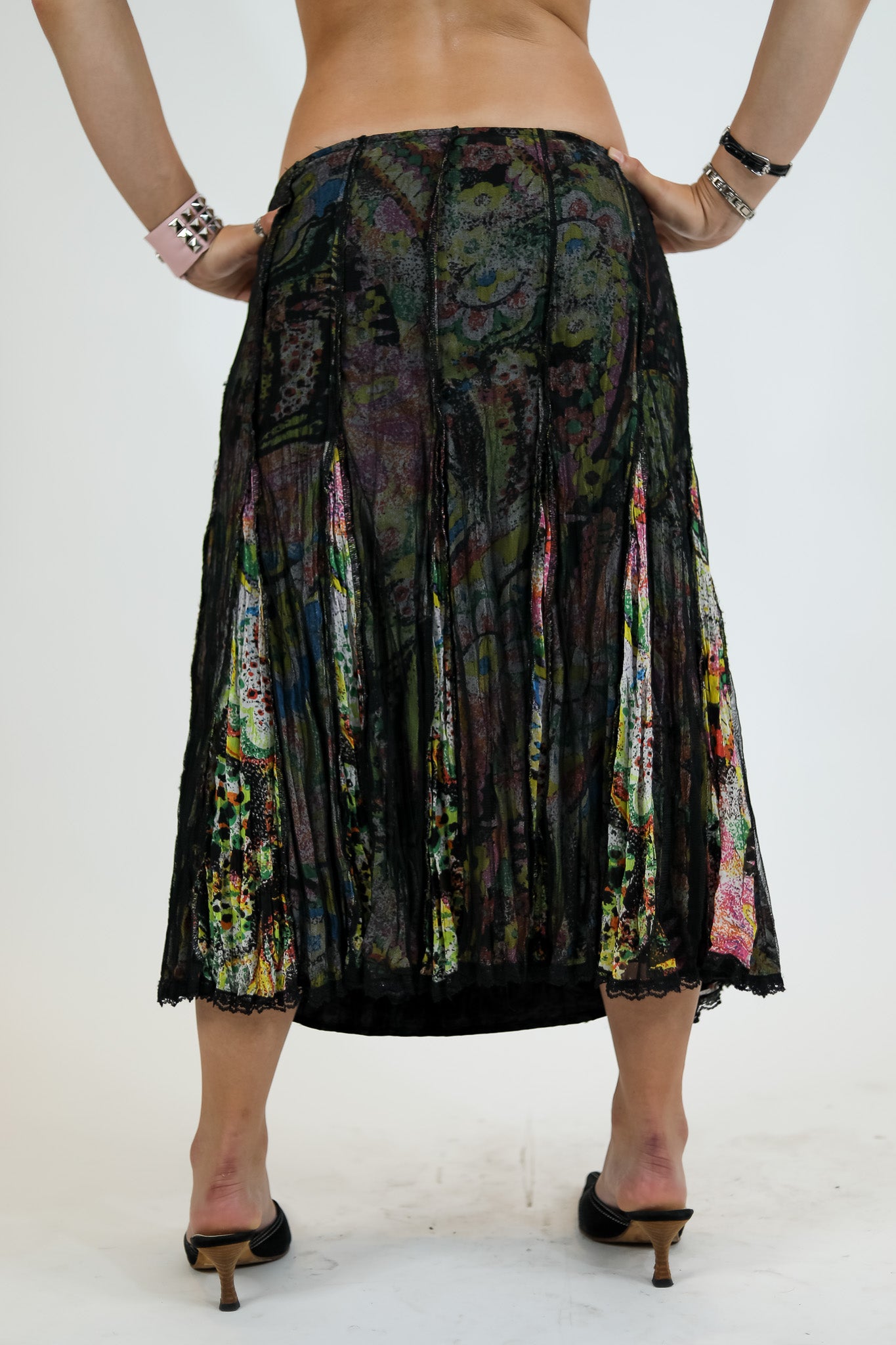 Alberto Makali Black Multicolor Print Skirt