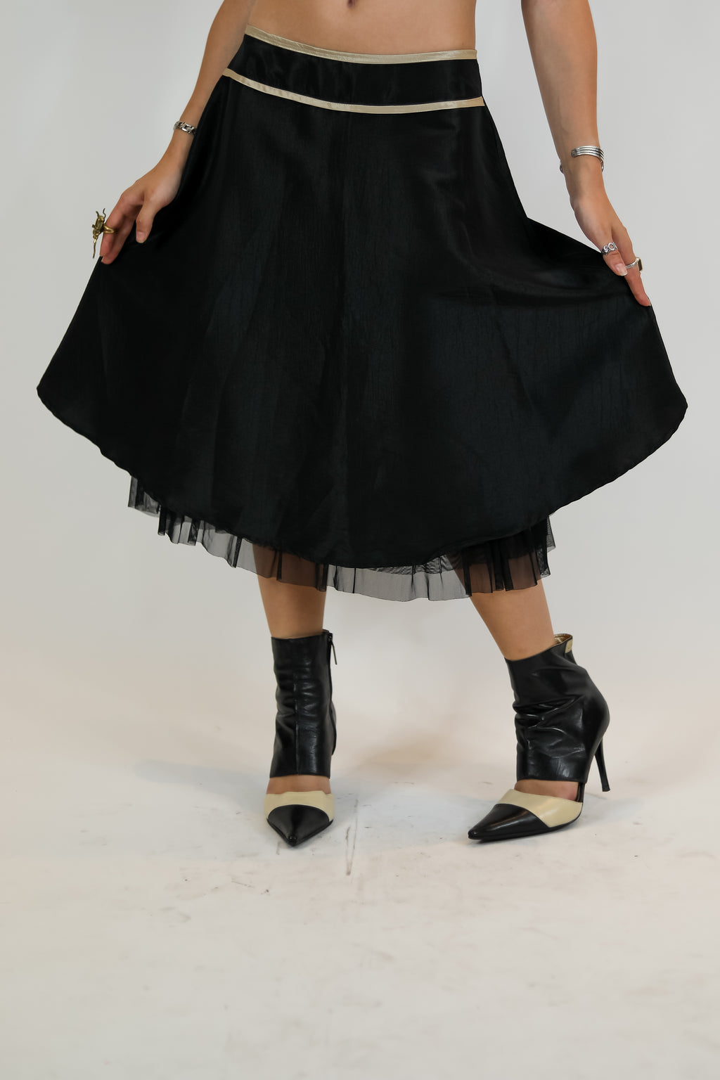 Black Tulle Trim Skirt