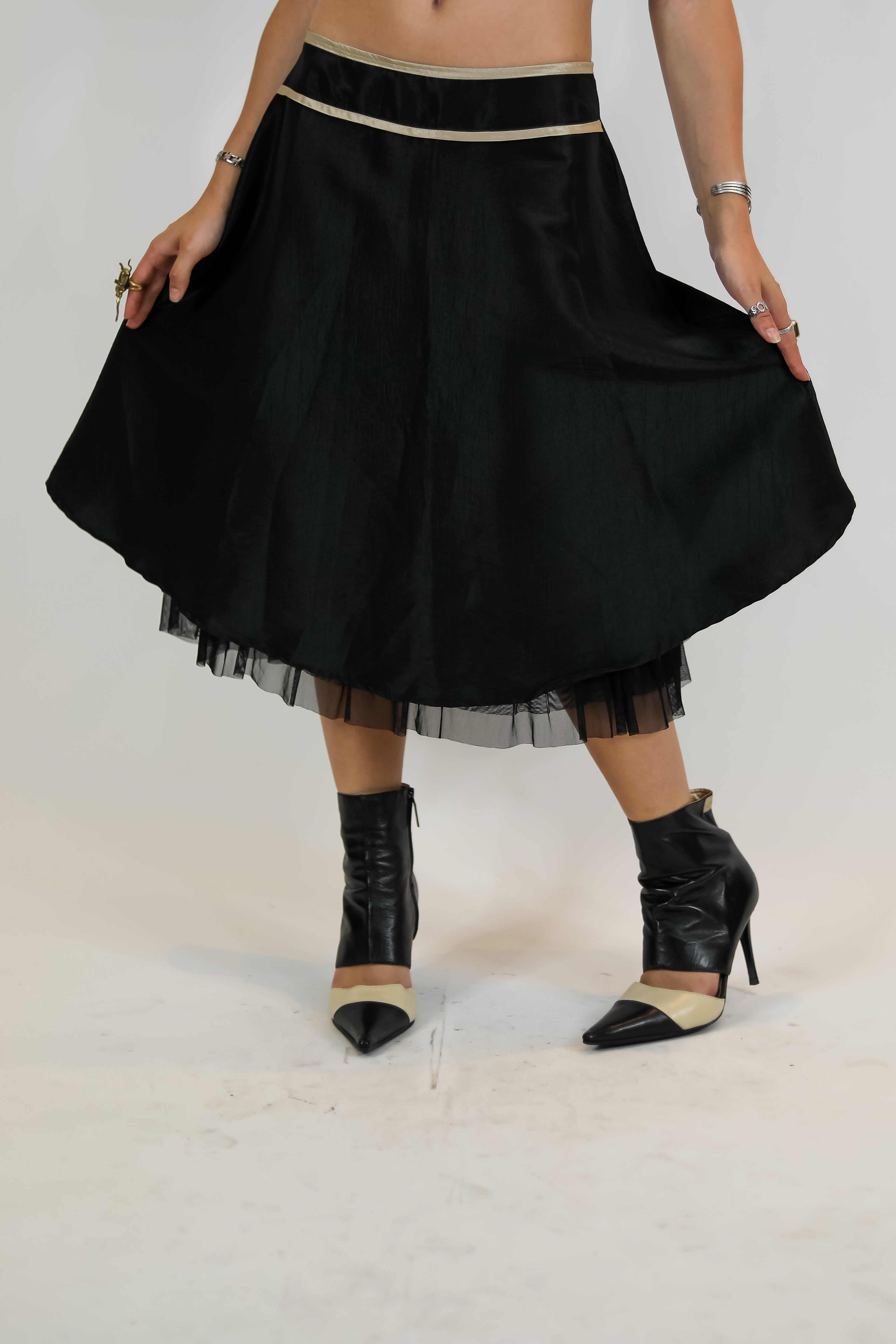 Black Tulle Trim Skirt