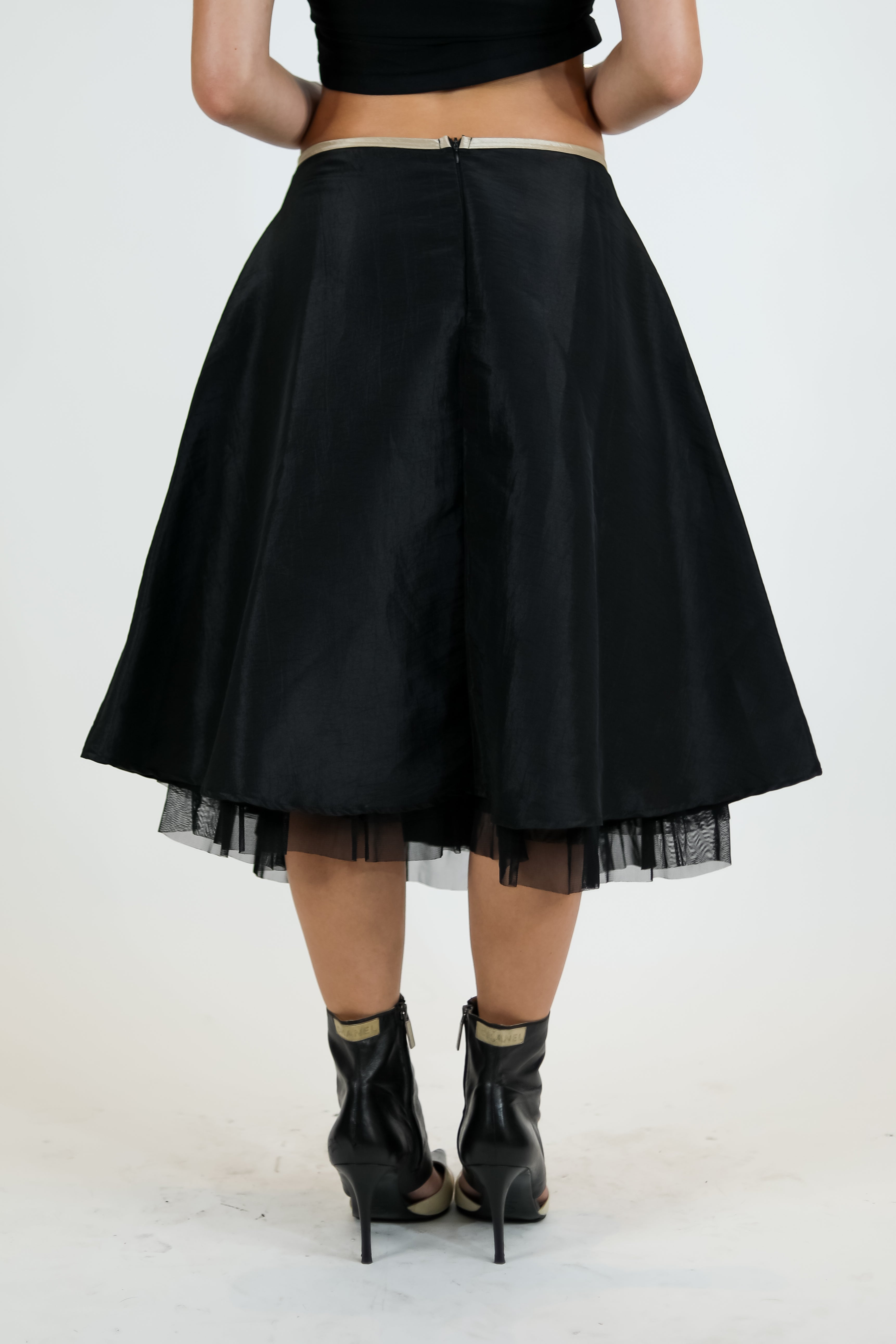 Black Tulle Trim Skirt