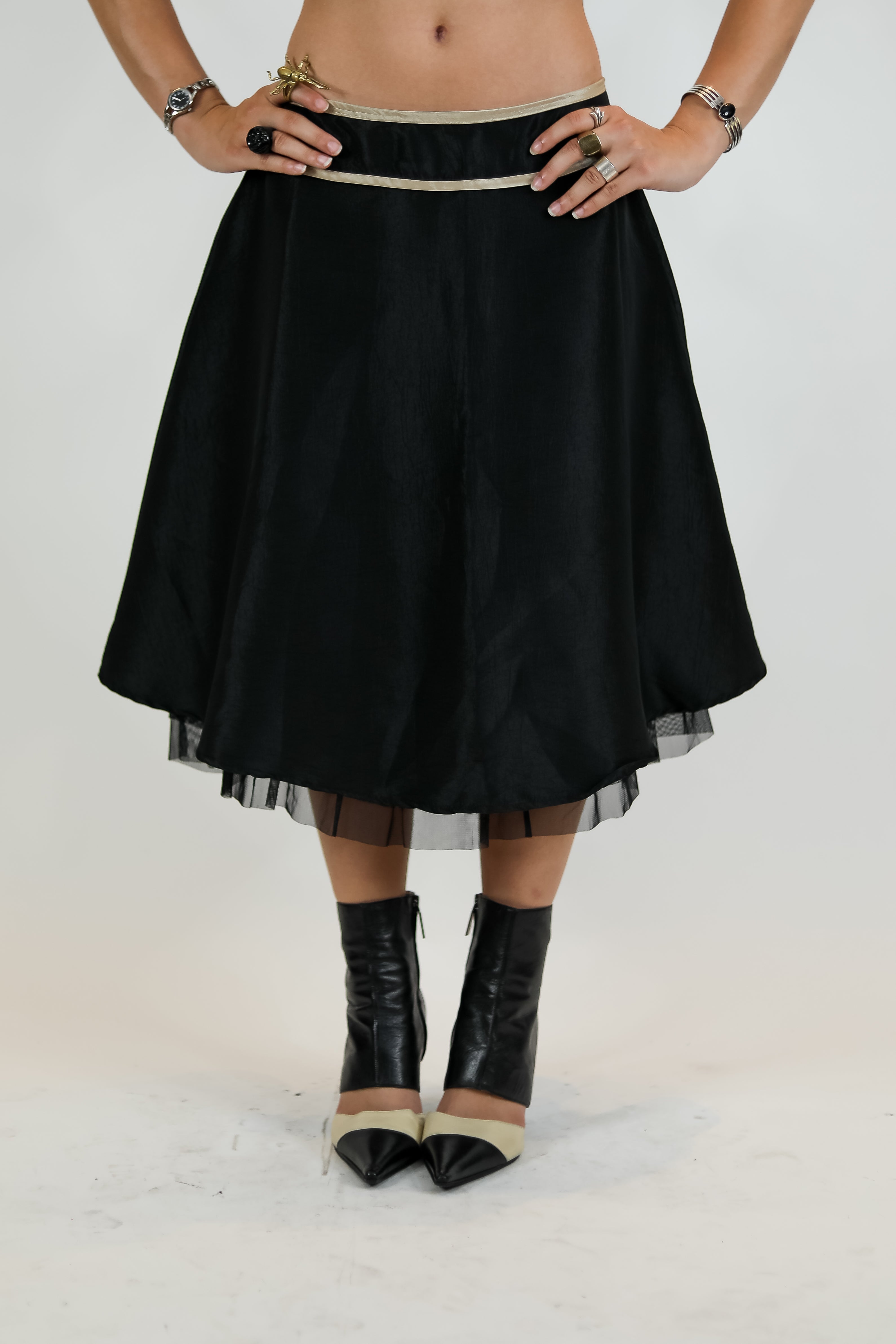 Black Tulle Trim Skirt