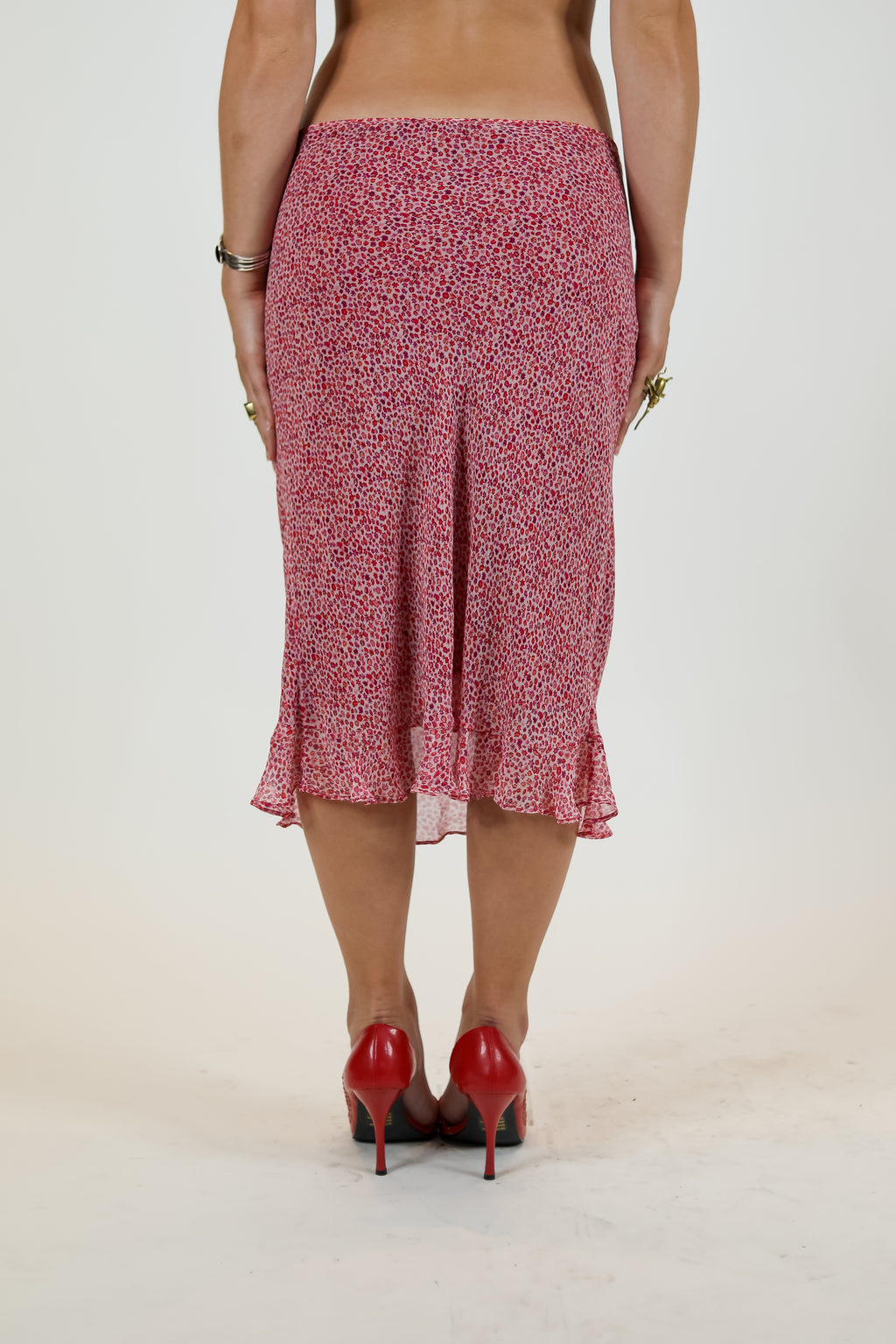 Pink Floral Silk Skirt