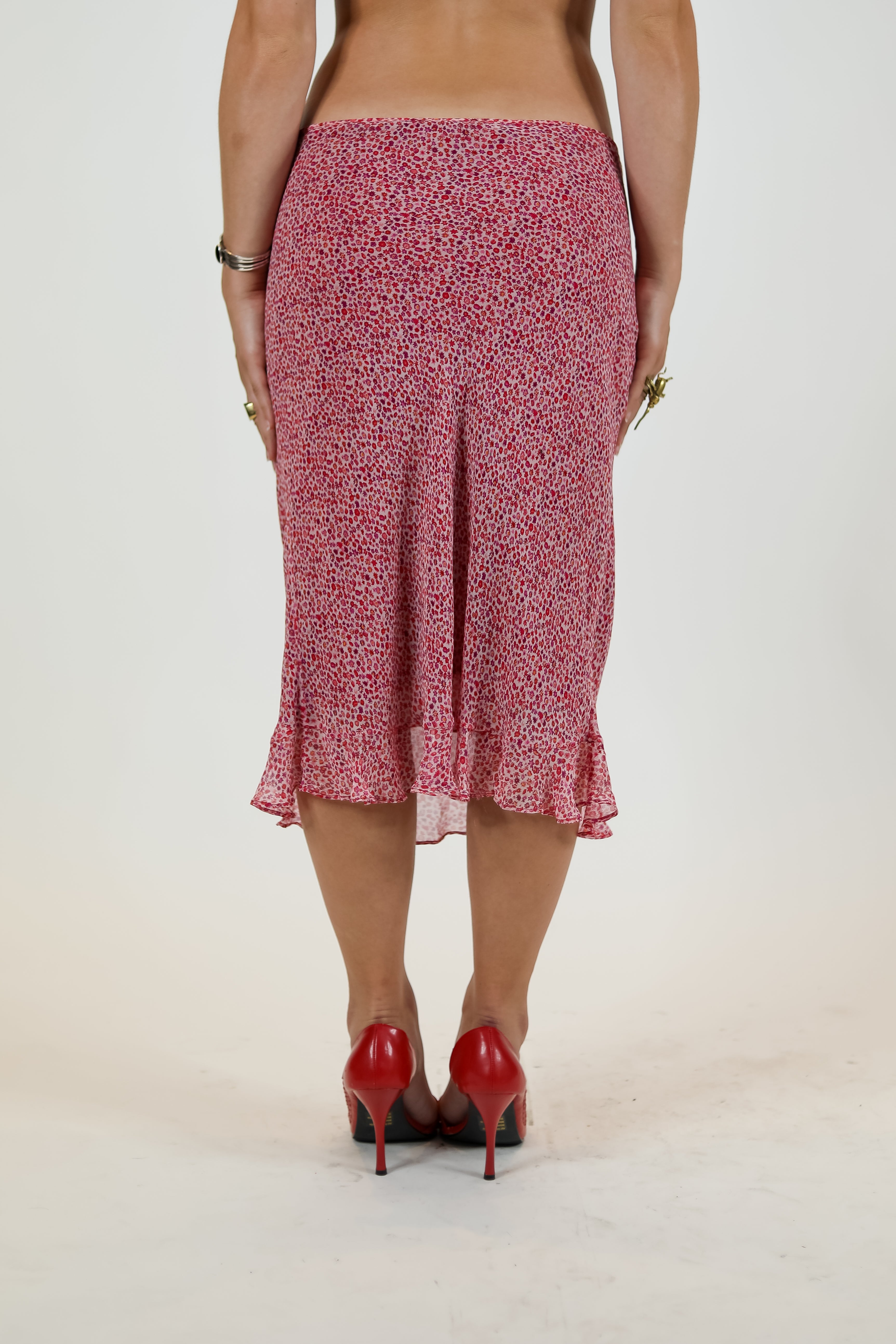 Pink Floral Silk Skirt
