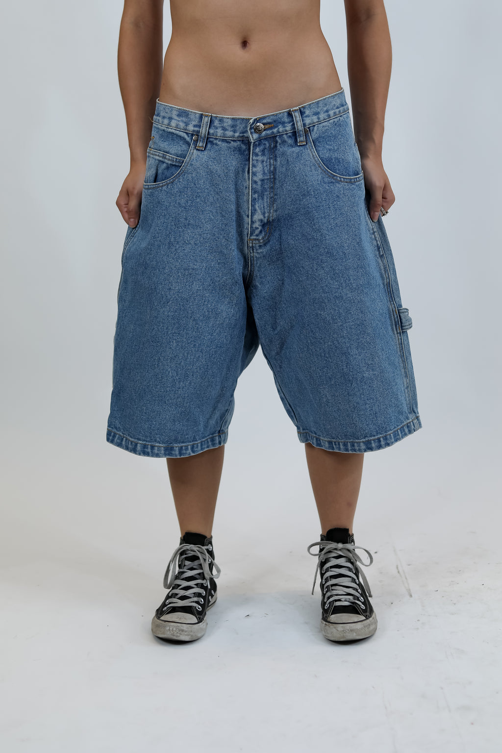 Blue Baggy Worker Jean Shorts
