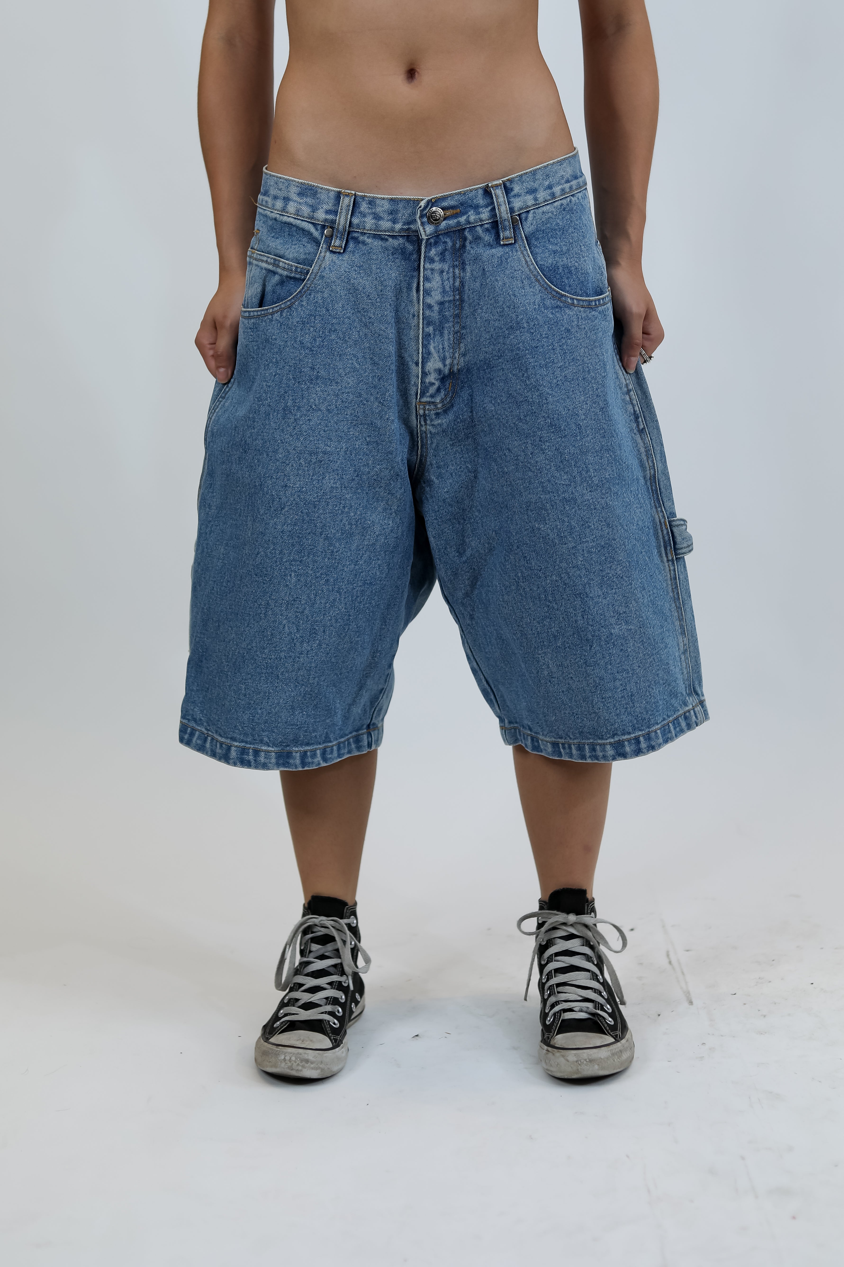Blue Baggy Worker Jean Shorts
