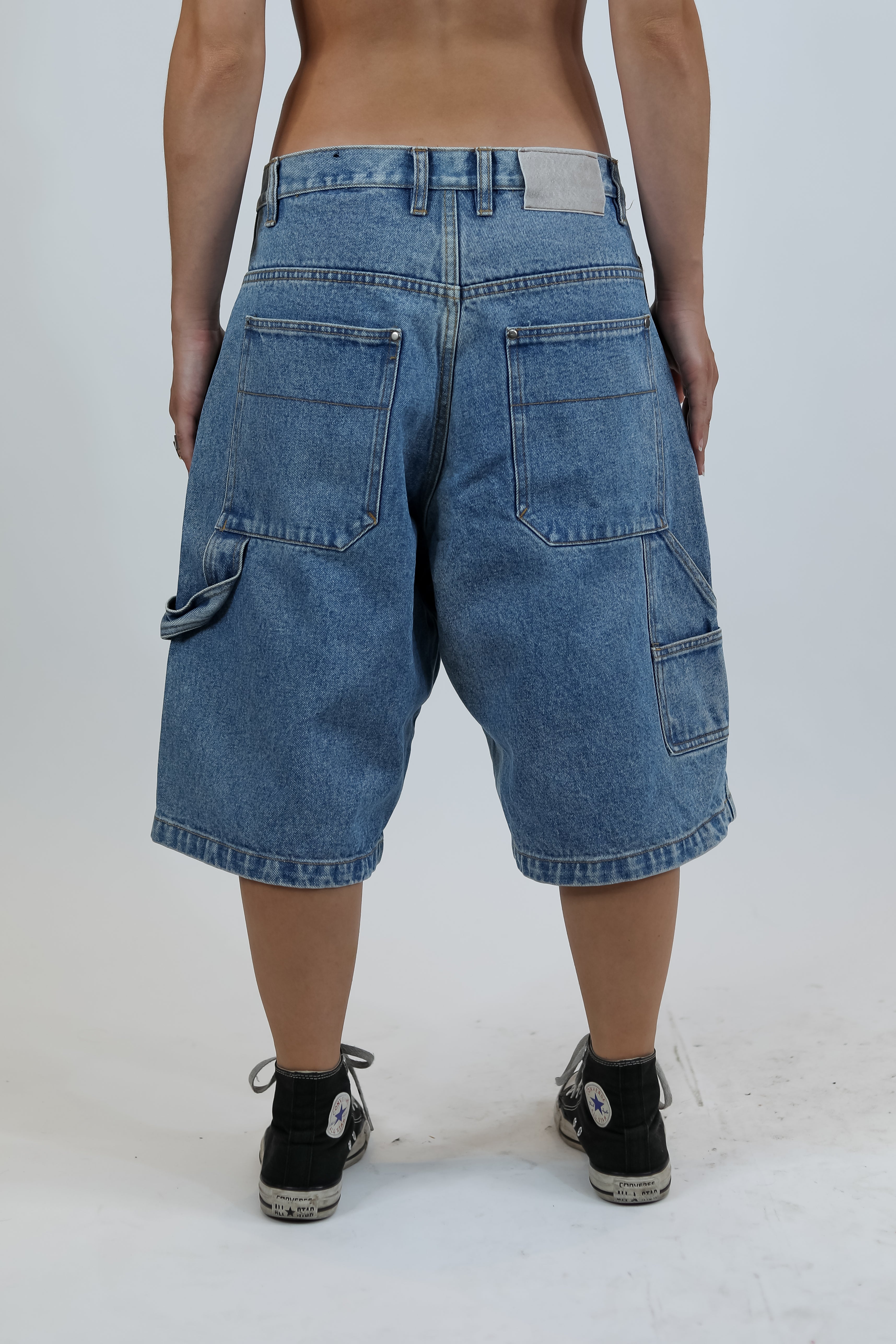 Blue Baggy Worker Jean Shorts